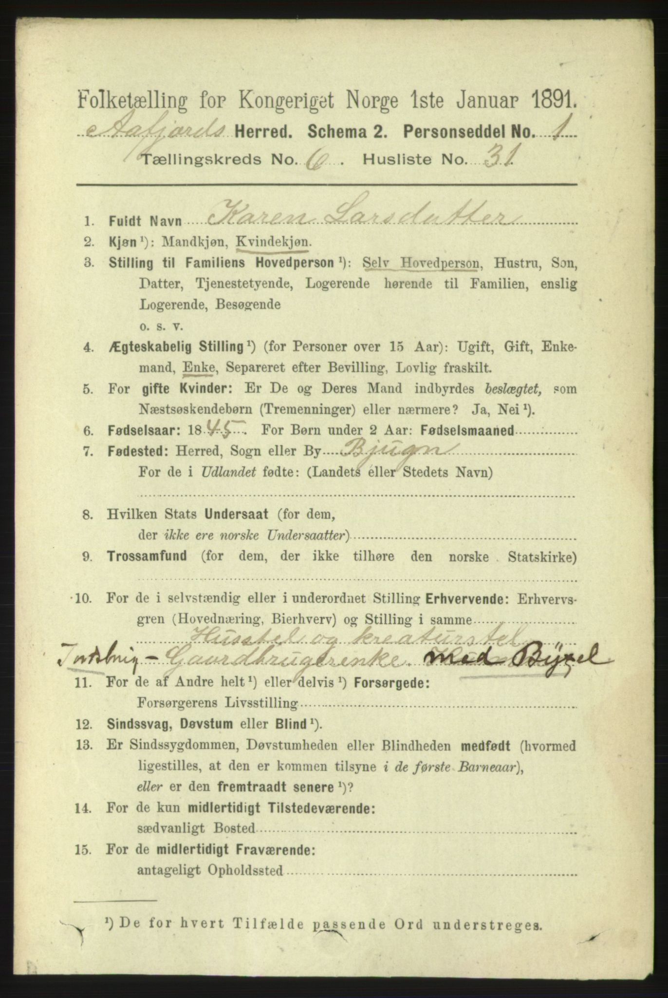 RA, 1891 census for 1630 Åfjord, 1891, p. 1661