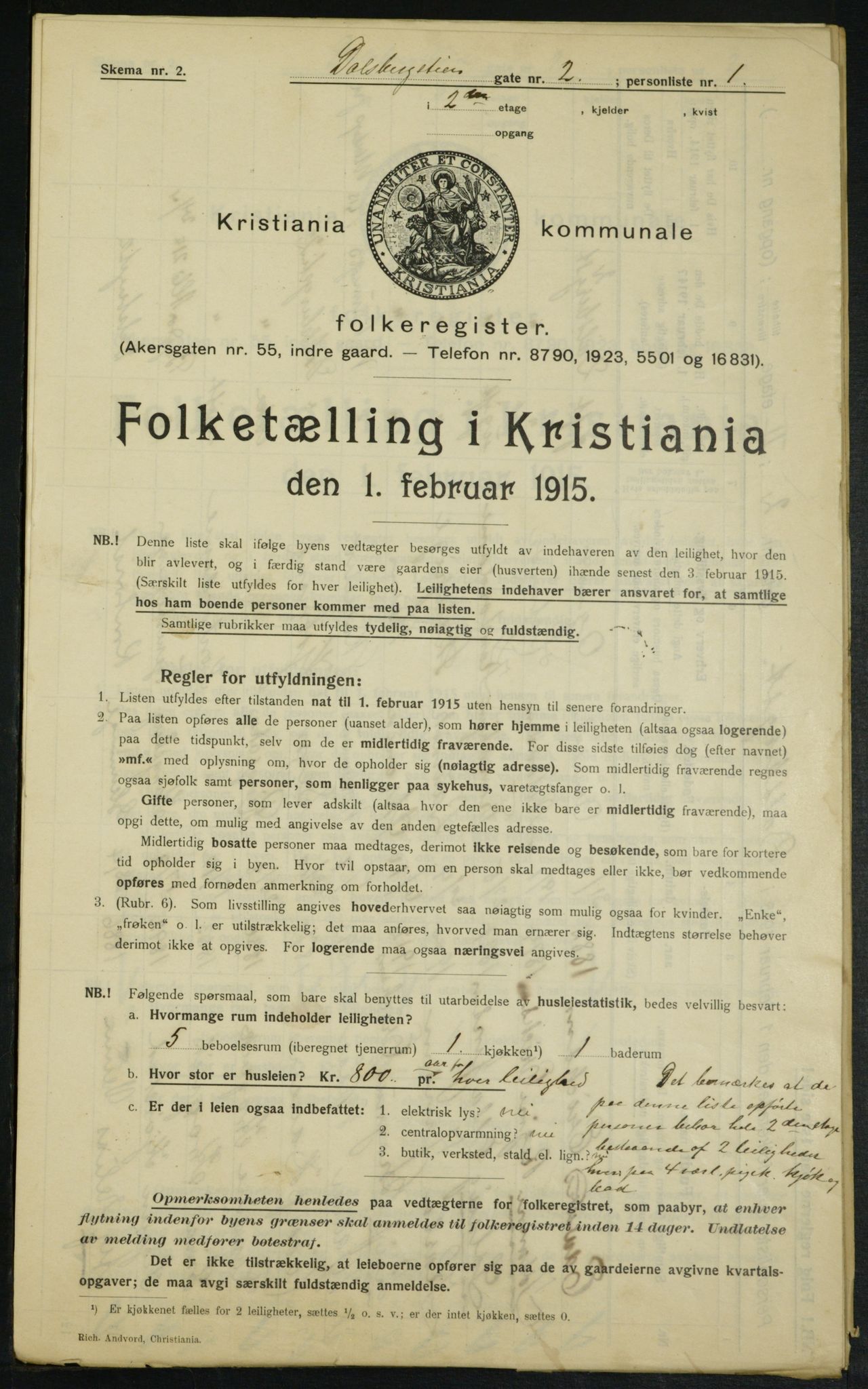 OBA, Municipal Census 1915 for Kristiania, 1915, p. 14037