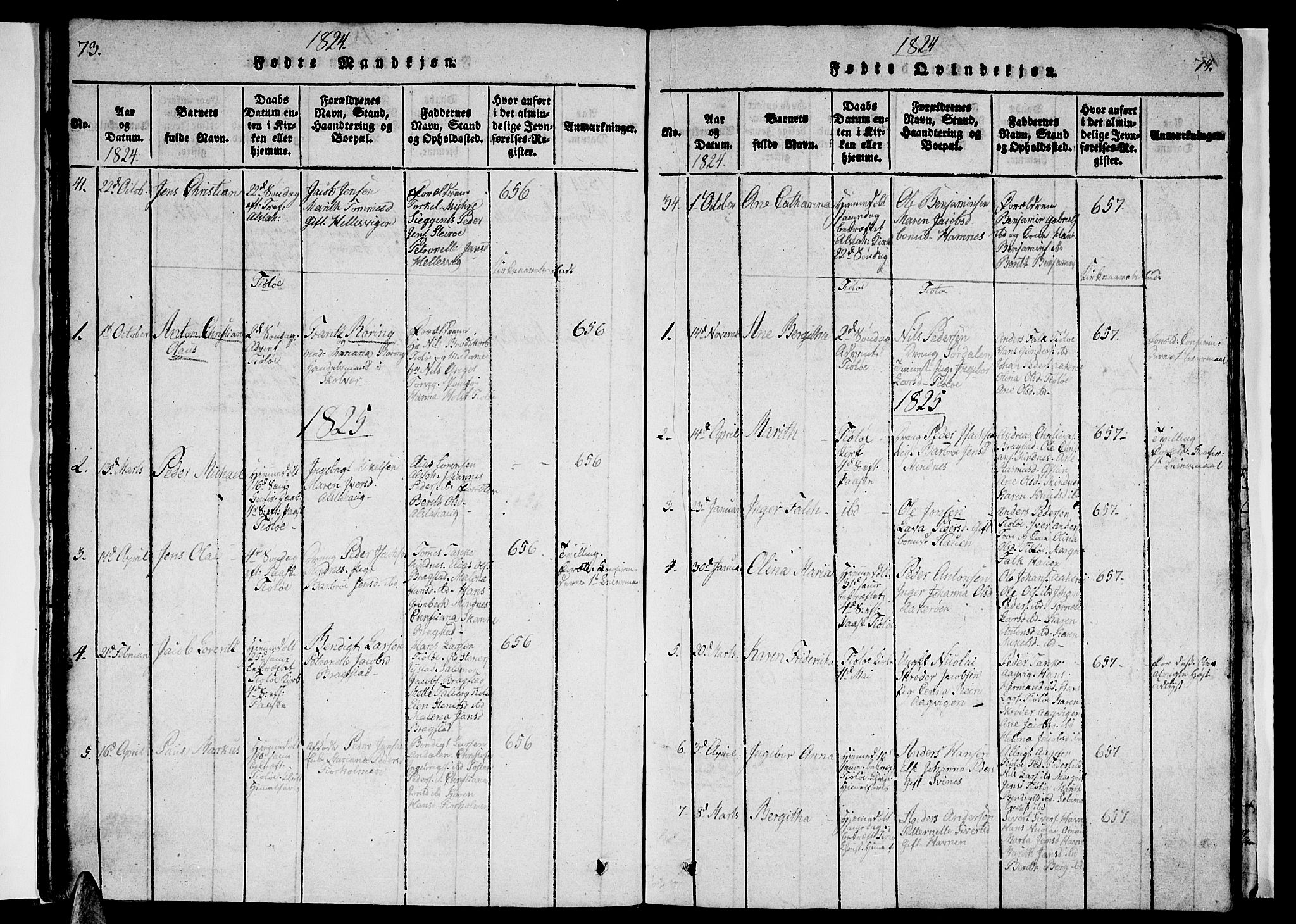 Ministerialprotokoller, klokkerbøker og fødselsregistre - Nordland, AV/SAT-A-1459/830/L0457: Parish register (copy) no. 830C01 /1, 1820-1842, p. 73-74