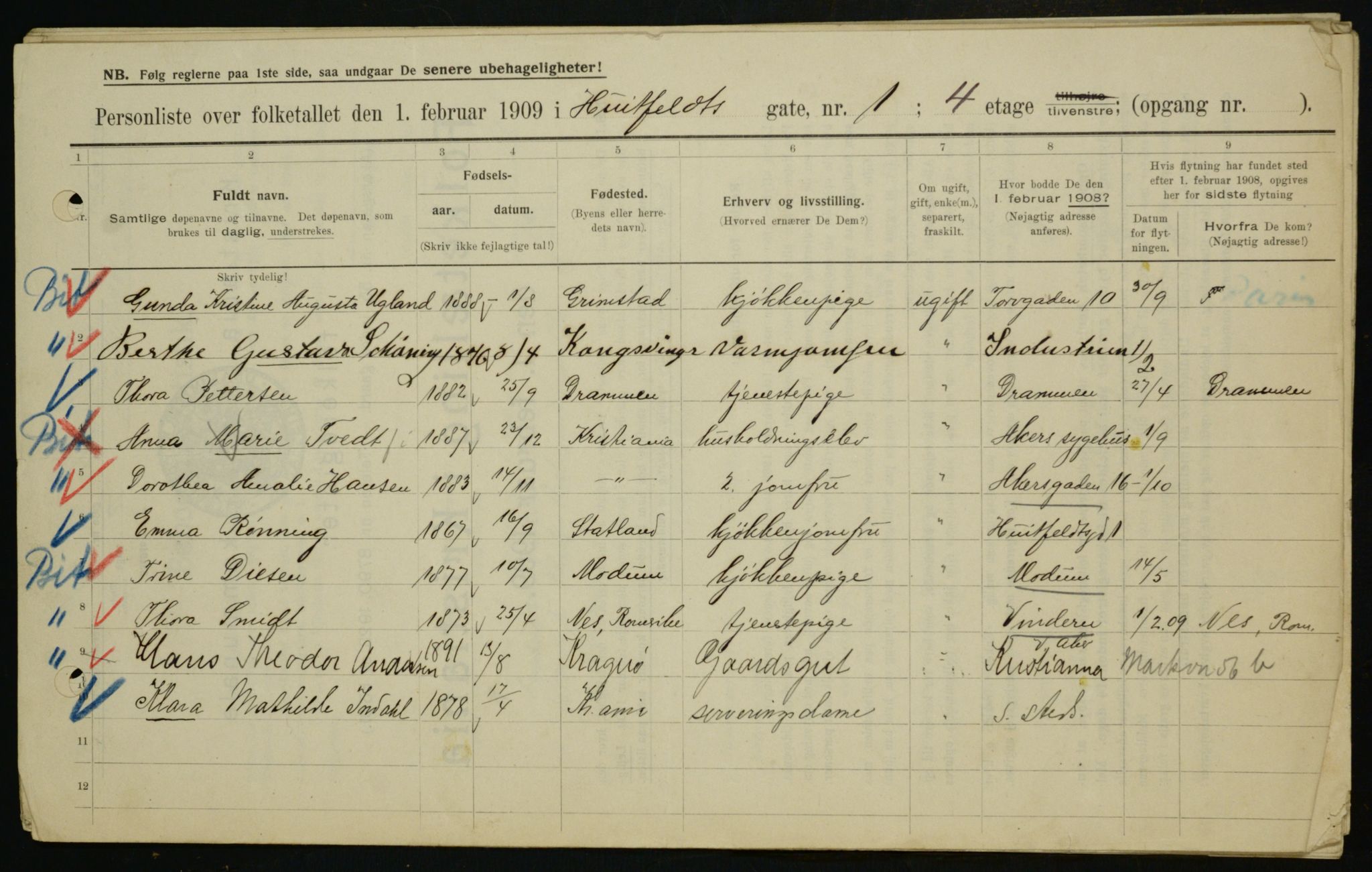 OBA, Municipal Census 1909 for Kristiania, 1909, p. 37682