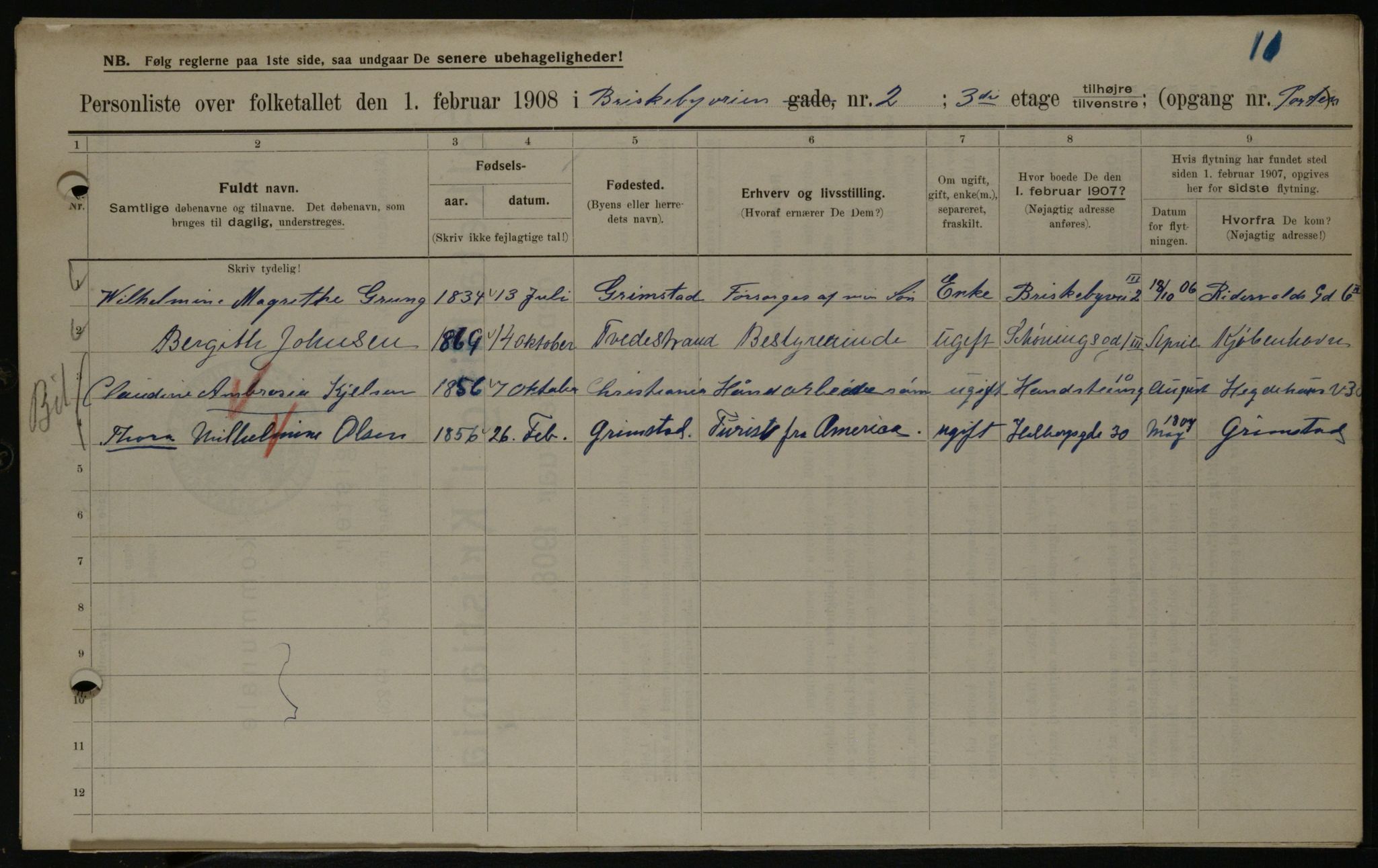 OBA, Municipal Census 1908 for Kristiania, 1908, p. 8721