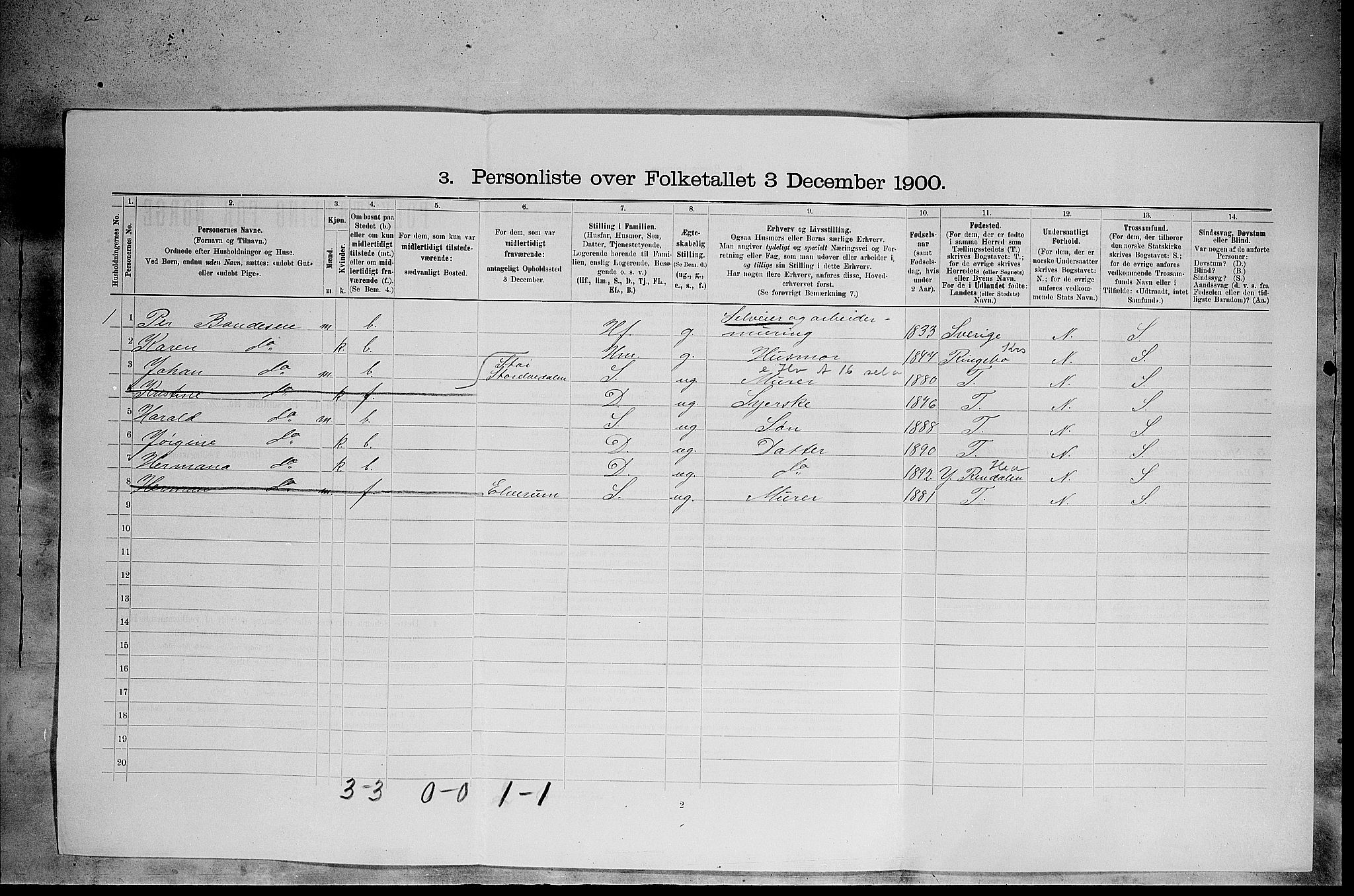 SAH, 1900 census for Stor-Elvdal, 1900, p. 975