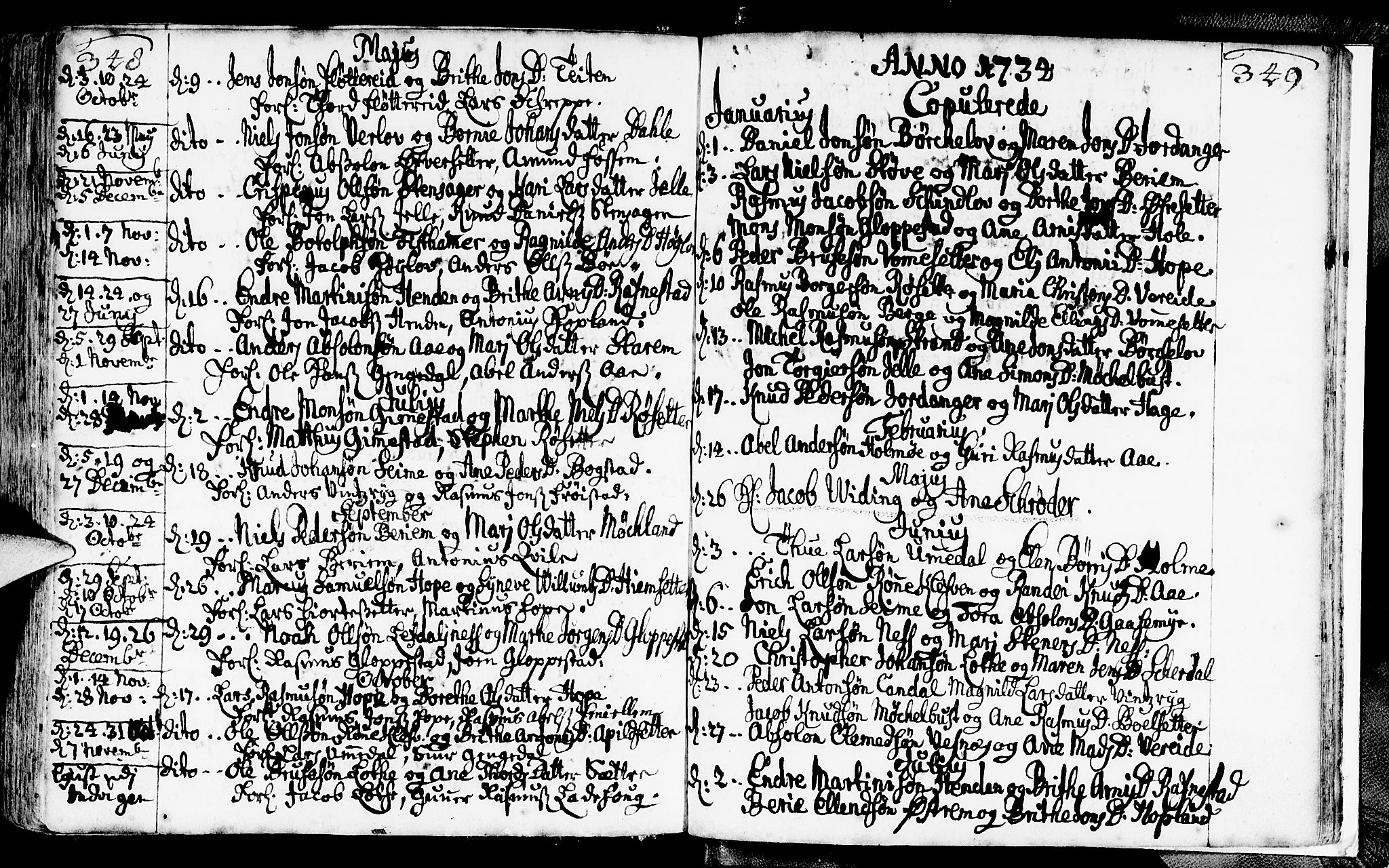 Gloppen sokneprestembete, AV/SAB-A-80101/H/Haa/Haaa/L0002: Parish register (official) no. A 2, 1712-1735, p. 348-349