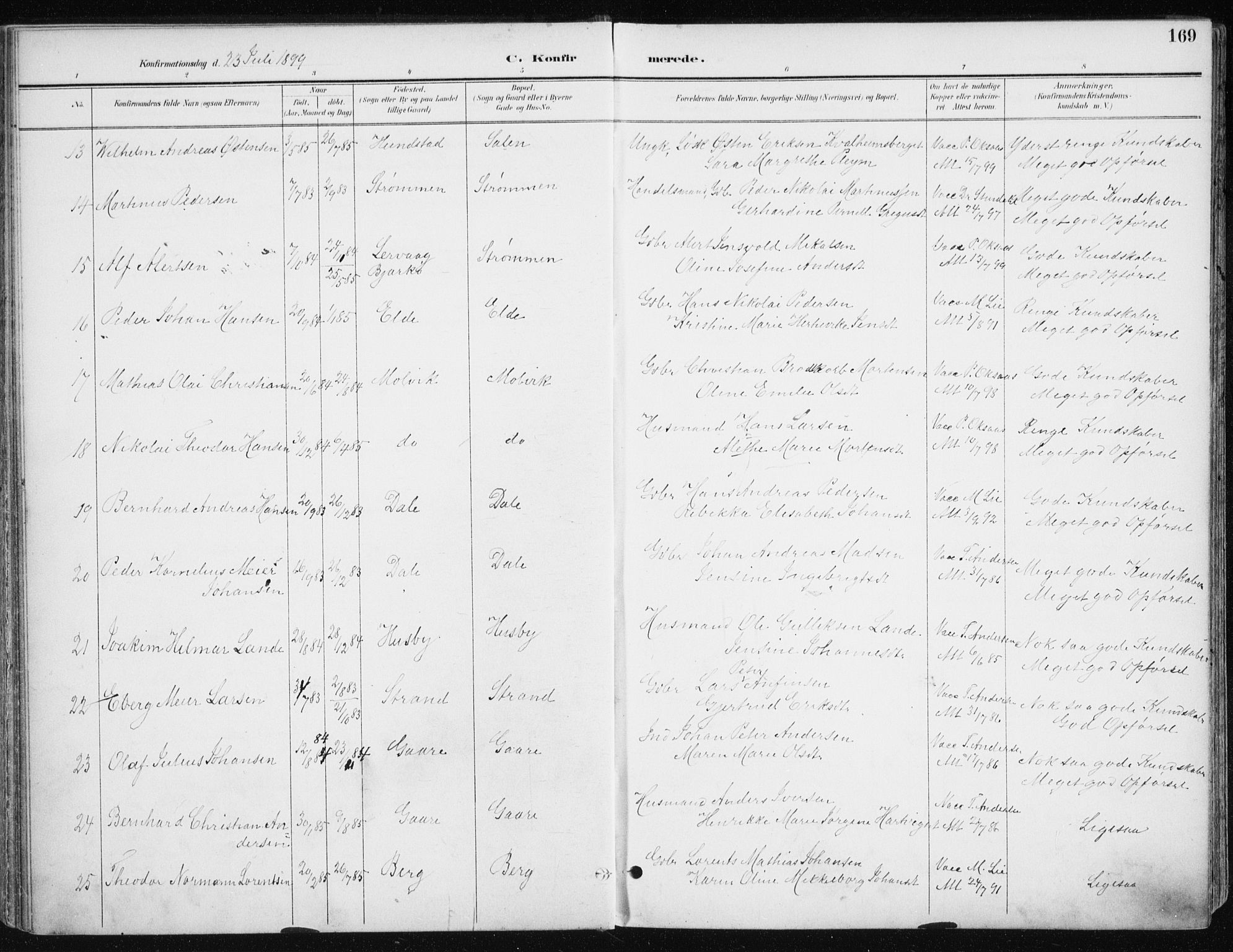 Kvæfjord sokneprestkontor, SATØ/S-1323/G/Ga/Gaa/L0006kirke: Parish register (official) no. 6, 1895-1914, p. 169