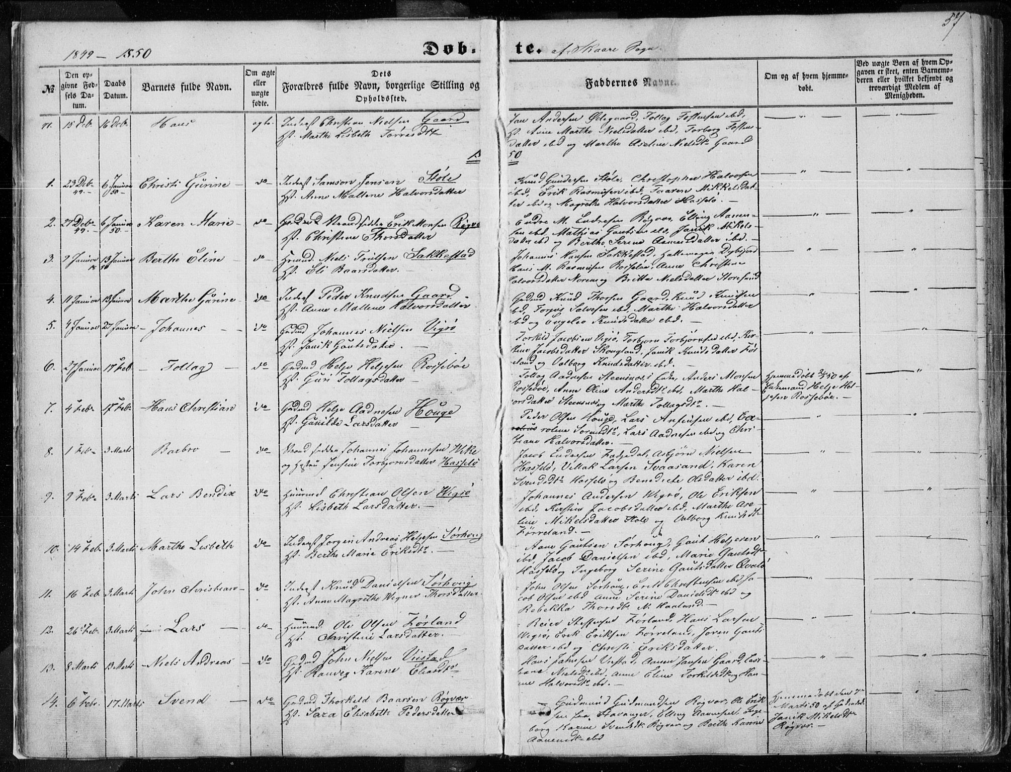 Torvastad sokneprestkontor, AV/SAST-A -101857/H/Ha/Haa/L0009: Parish register (official) no. A 9, 1847-1856, p. 57