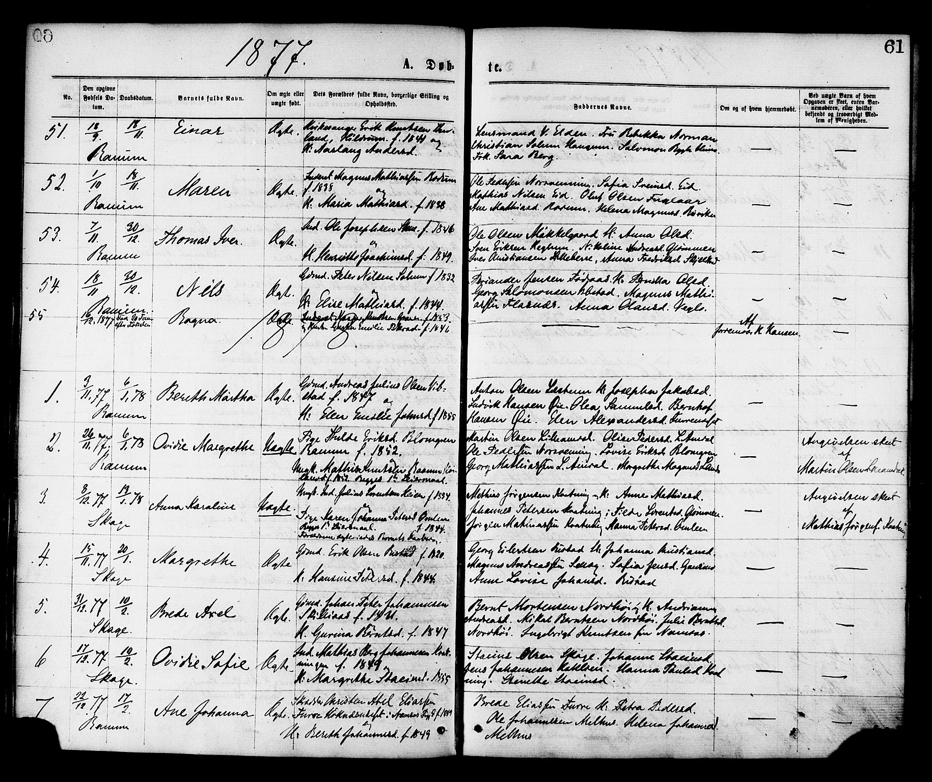 Ministerialprotokoller, klokkerbøker og fødselsregistre - Nord-Trøndelag, SAT/A-1458/764/L0554: Parish register (official) no. 764A09, 1867-1880, p. 61