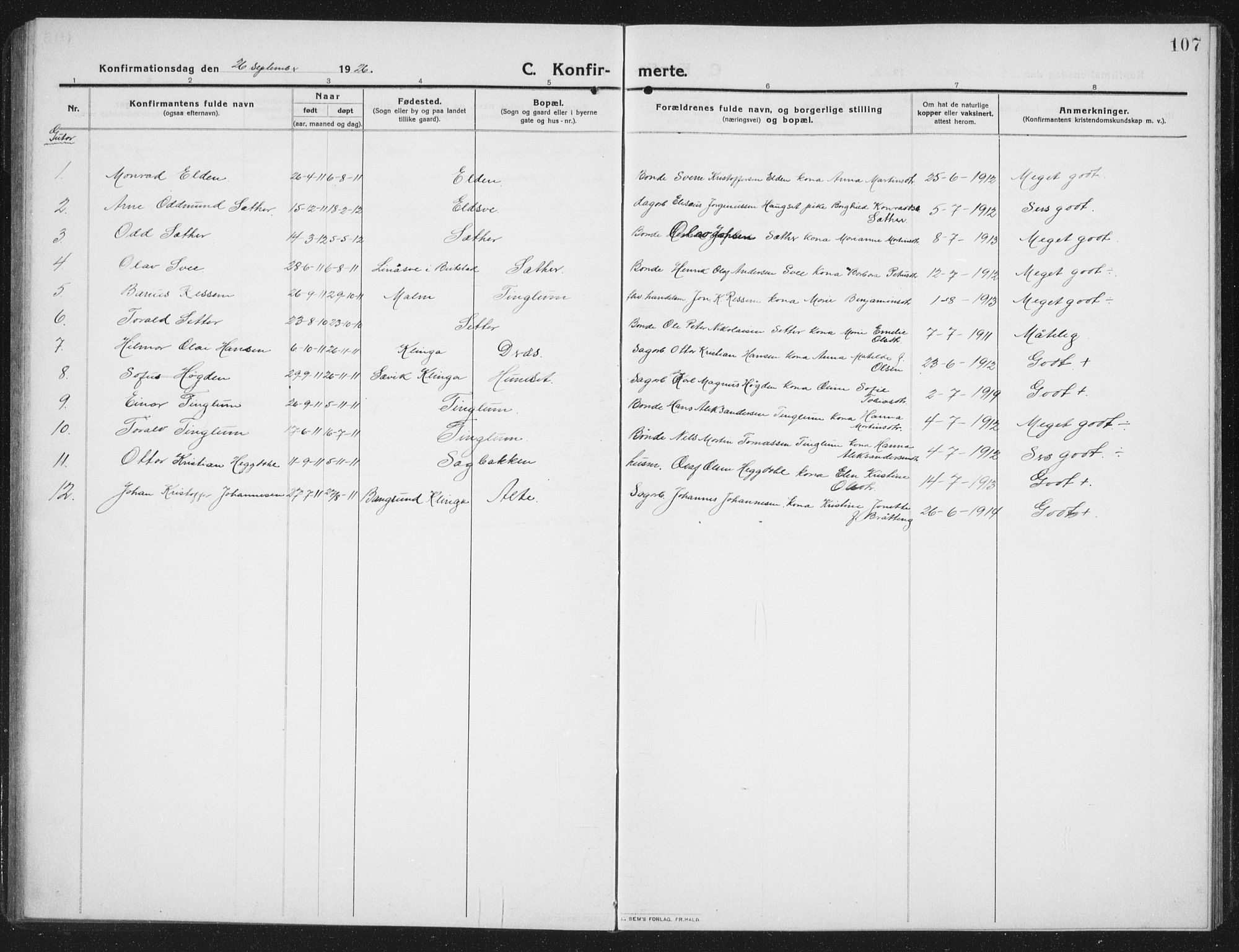 Ministerialprotokoller, klokkerbøker og fødselsregistre - Nord-Trøndelag, SAT/A-1458/742/L0413: Parish register (copy) no. 742C04, 1911-1938, p. 107