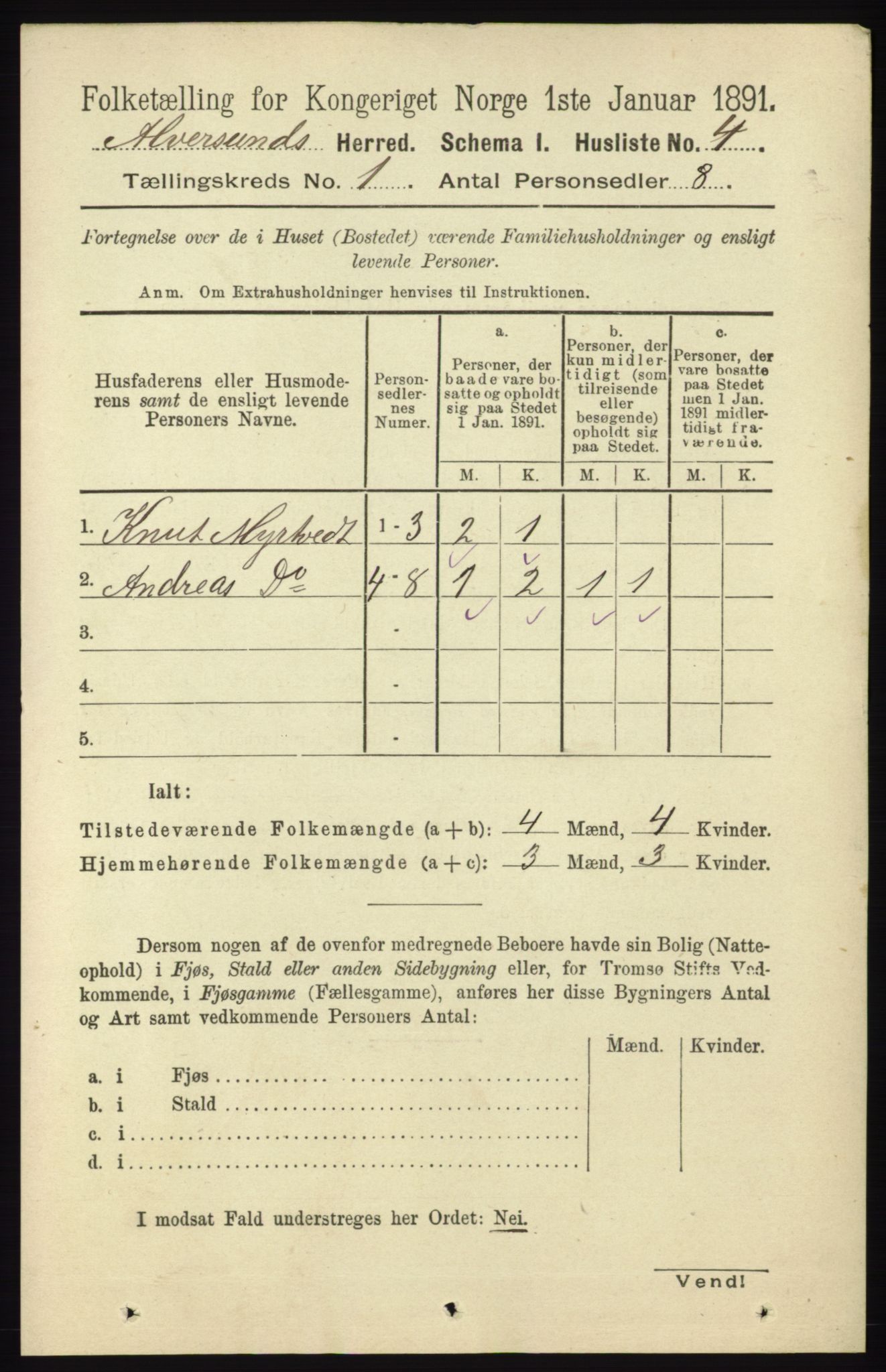 RA, 1891 census for 1257 Alversund, 1891, p. 33