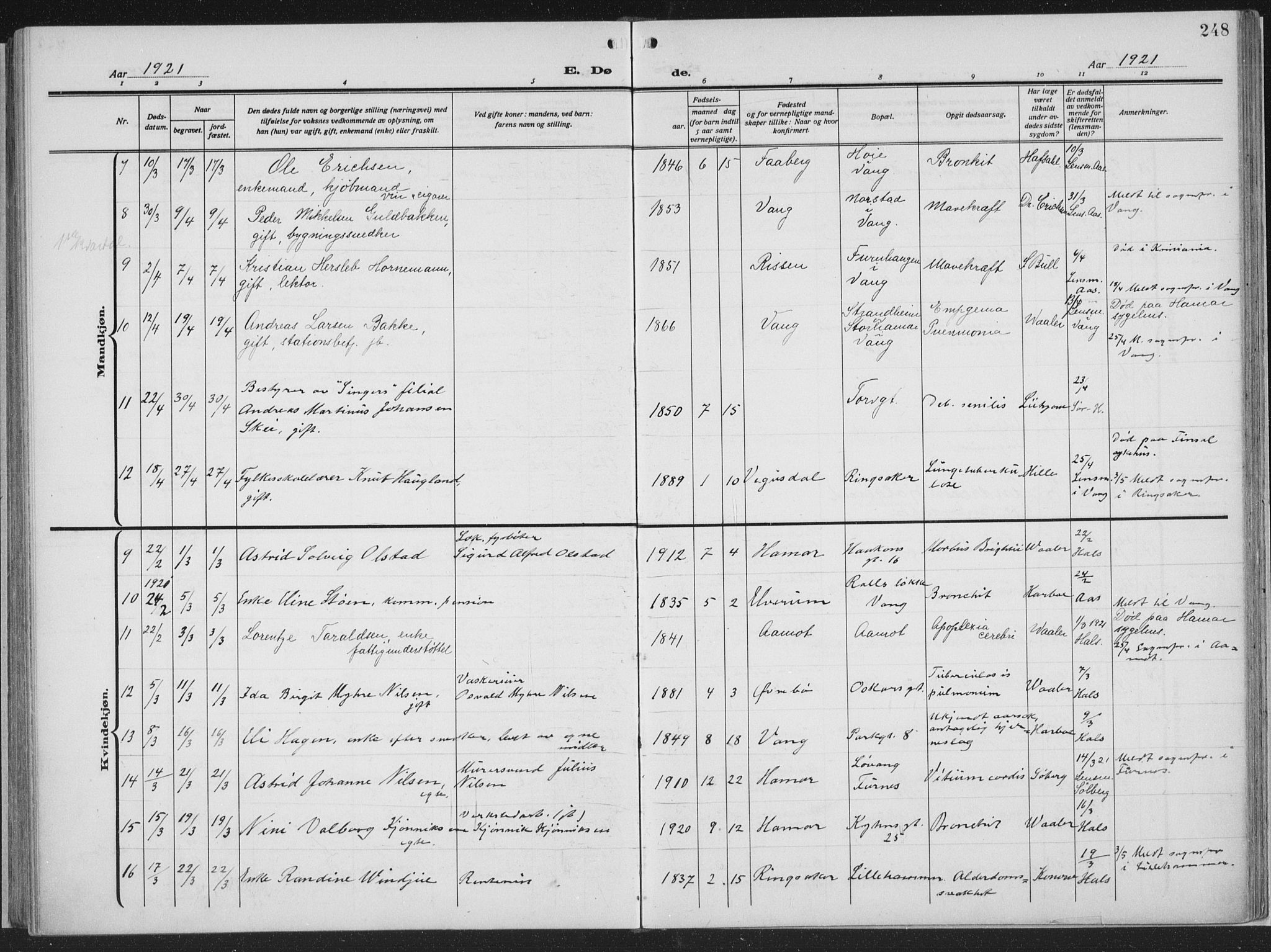 Hamar prestekontor, AV/SAH-DOMPH-002/H/Ha/Haa/L0002: Parish register (official) no. 2, 1915-1936, p. 248