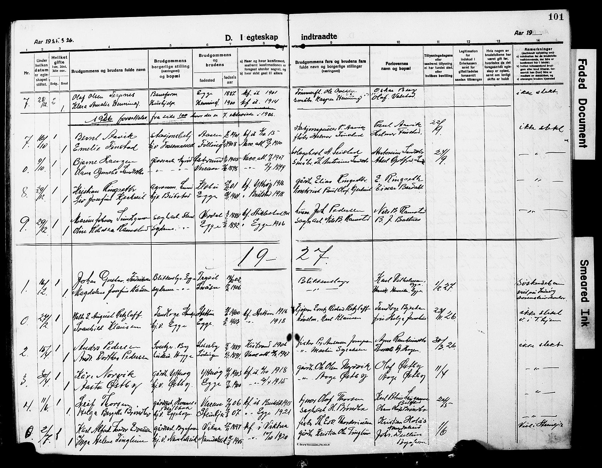 Ministerialprotokoller, klokkerbøker og fødselsregistre - Nord-Trøndelag, SAT/A-1458/740/L0382: Parish register (copy) no. 740C03, 1915-1927, p. 101