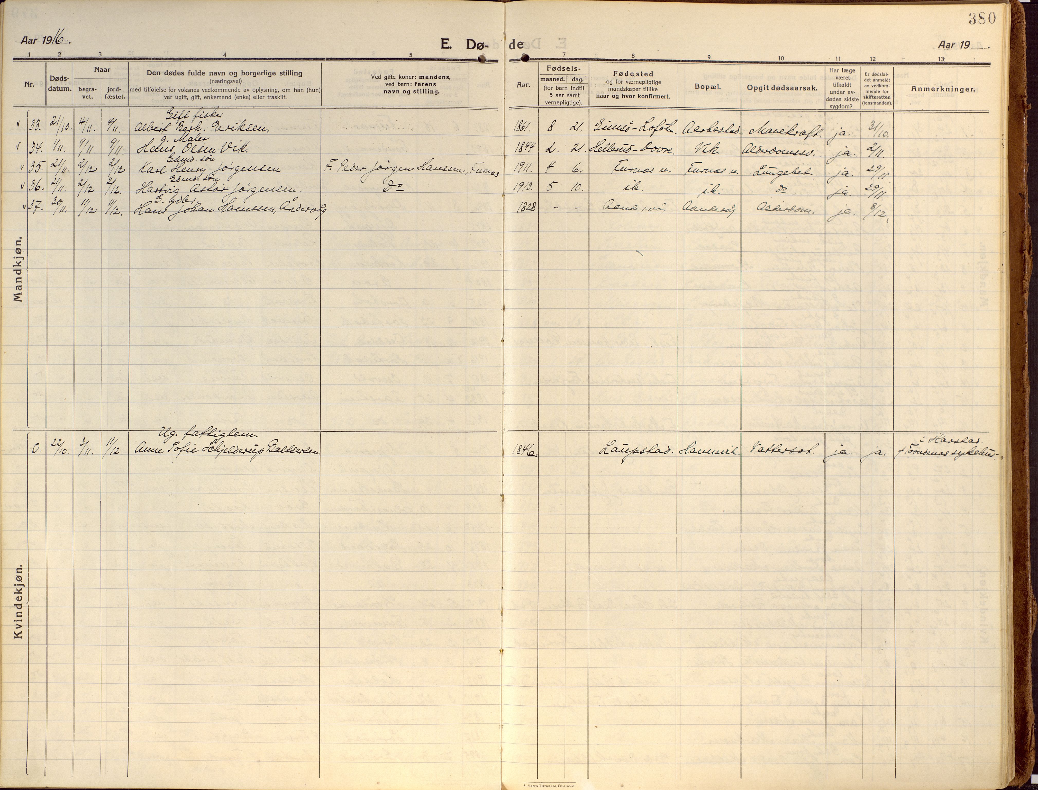 Ibestad sokneprestembete, AV/SATØ-S-0077/H/Ha/Haa/L0018kirke: Parish register (official) no. 18, 1915-1929, p. 380