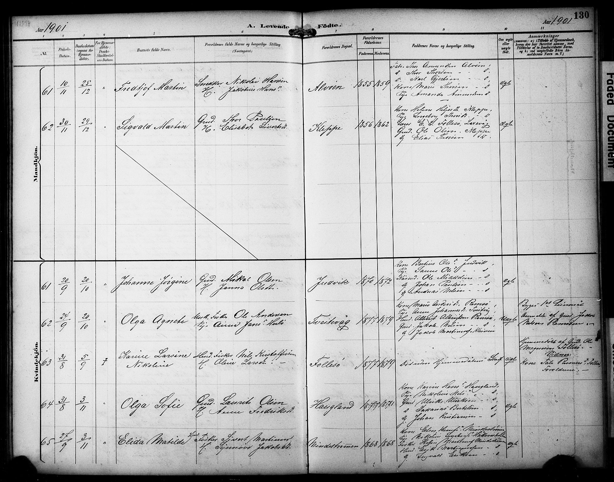 Askøy Sokneprestembete, AV/SAB-A-74101/H/Ha/Hab/Haba/L0009: Parish register (copy) no. A 9, 1894-1903, p. 130