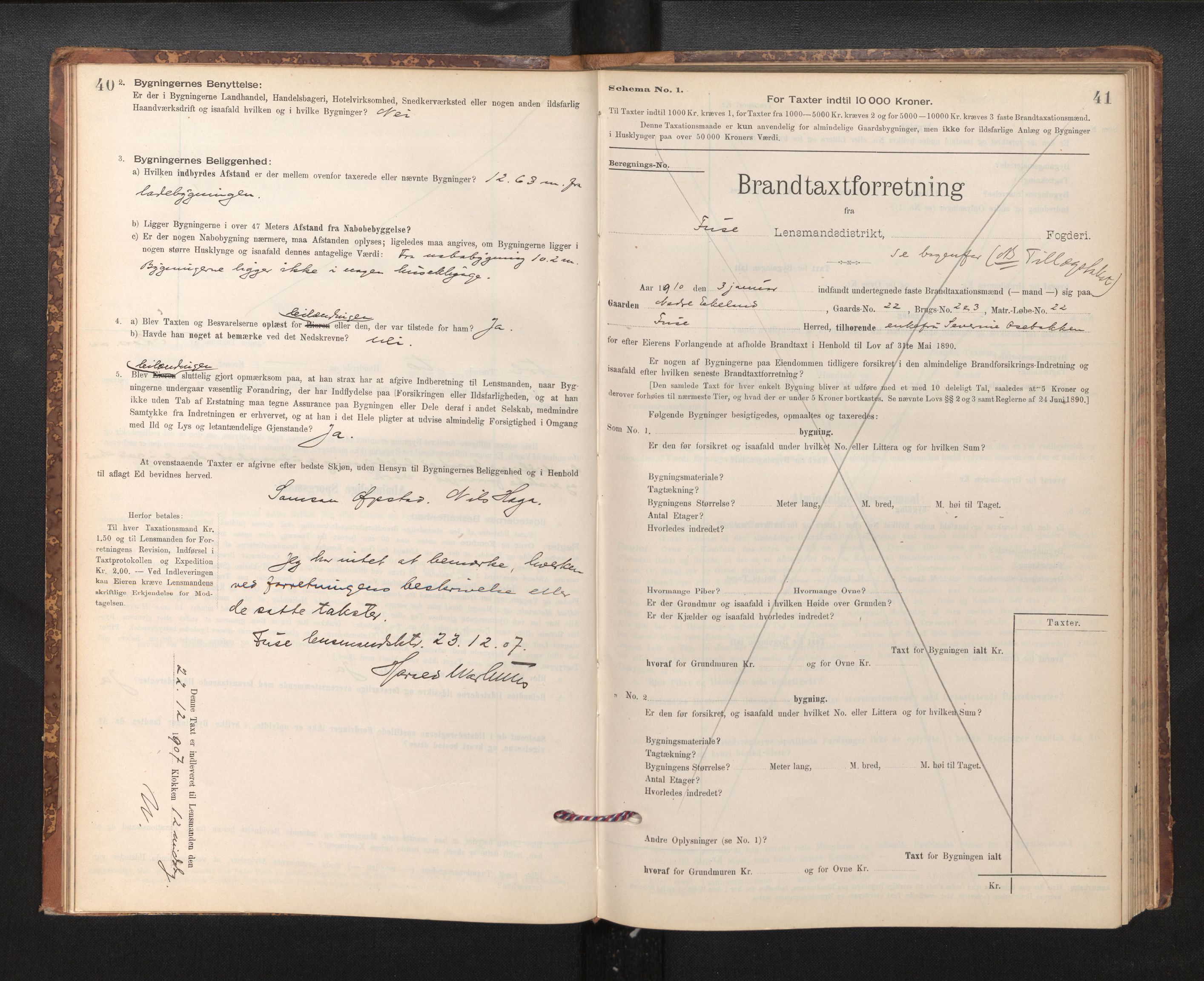 Lensmannen i Fusa, SAB/A-32401/1/0012/L0003: Branntakstprotokoll, skjematakst, 1895-1950, p. 40-41