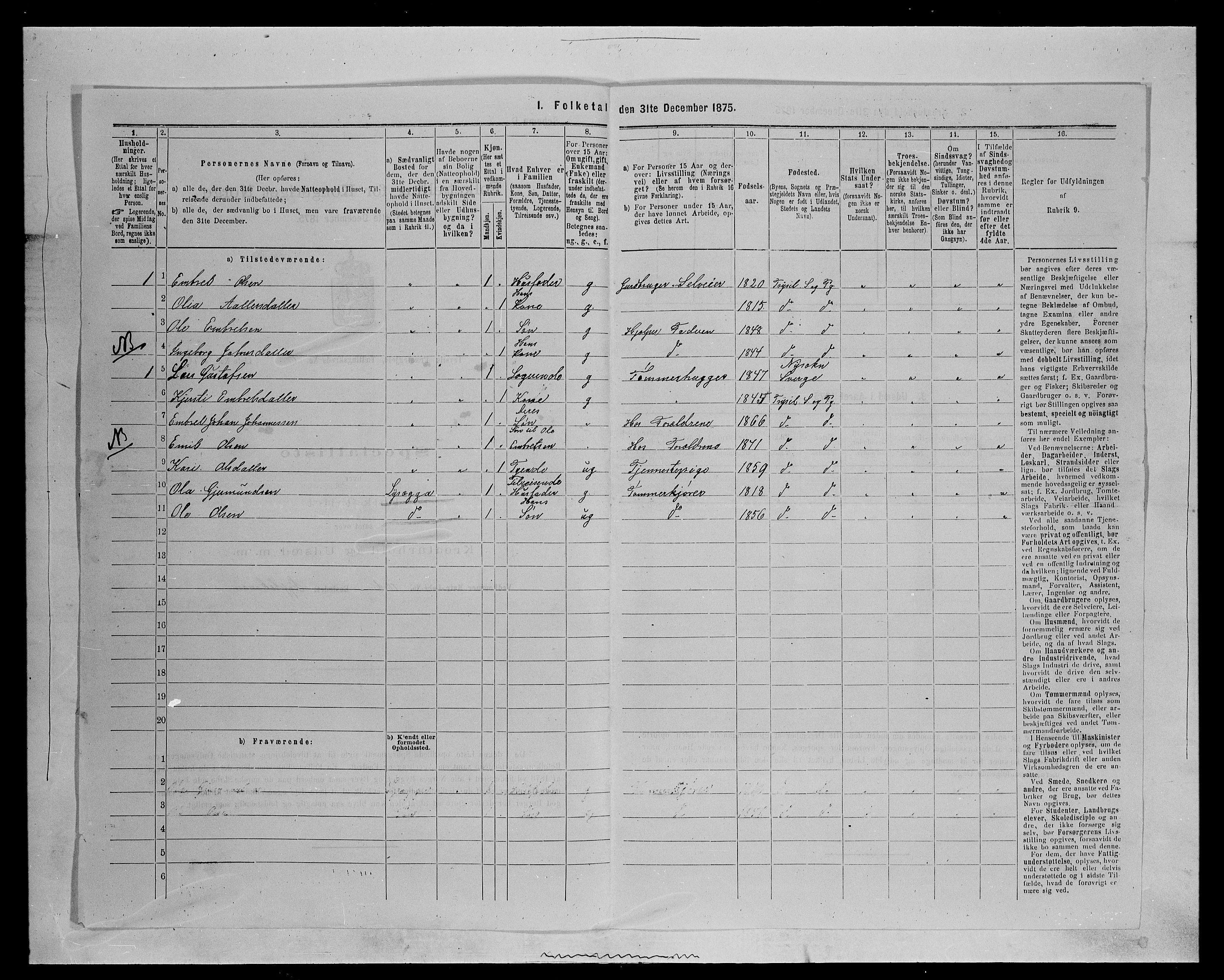 SAH, 1875 census for 0428P Trysil, 1875, p. 786