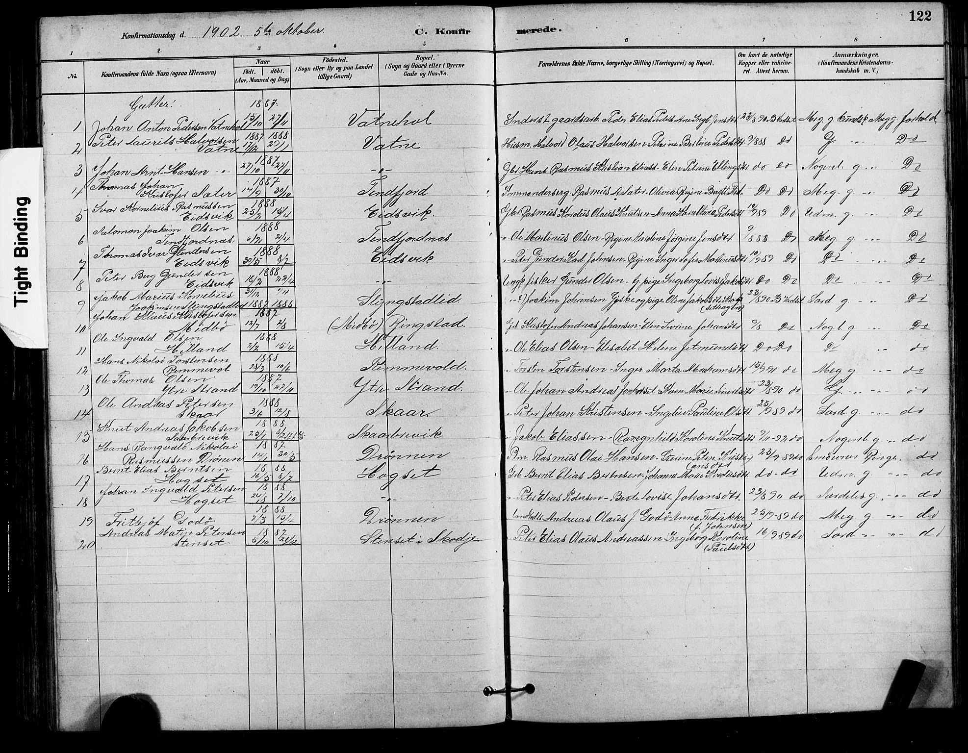 Ministerialprotokoller, klokkerbøker og fødselsregistre - Møre og Romsdal, AV/SAT-A-1454/525/L0376: Parish register (copy) no. 525C02, 1880-1902, p. 122