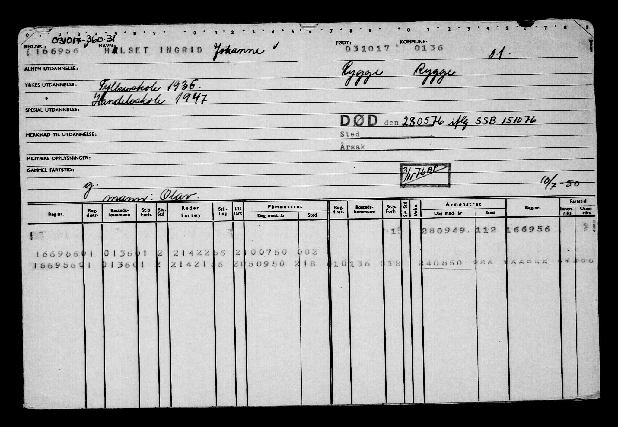 Direktoratet for sjømenn, AV/RA-S-3545/G/Gb/L0152: Hovedkort, 1917, p. 294