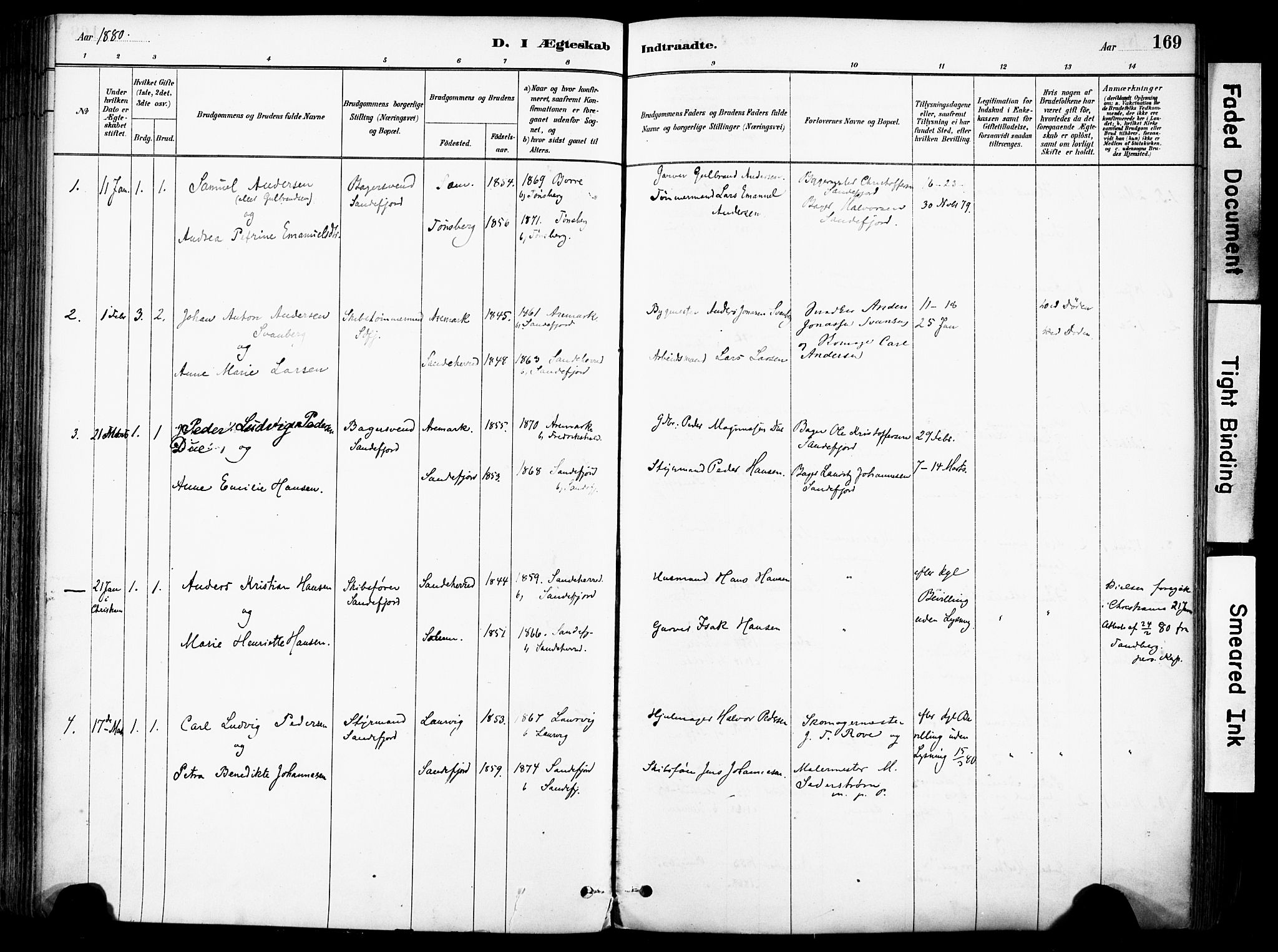 Sandefjord kirkebøker, SAKO/A-315/F/Fa/L0002: Parish register (official) no. 2, 1880-1894, p. 169