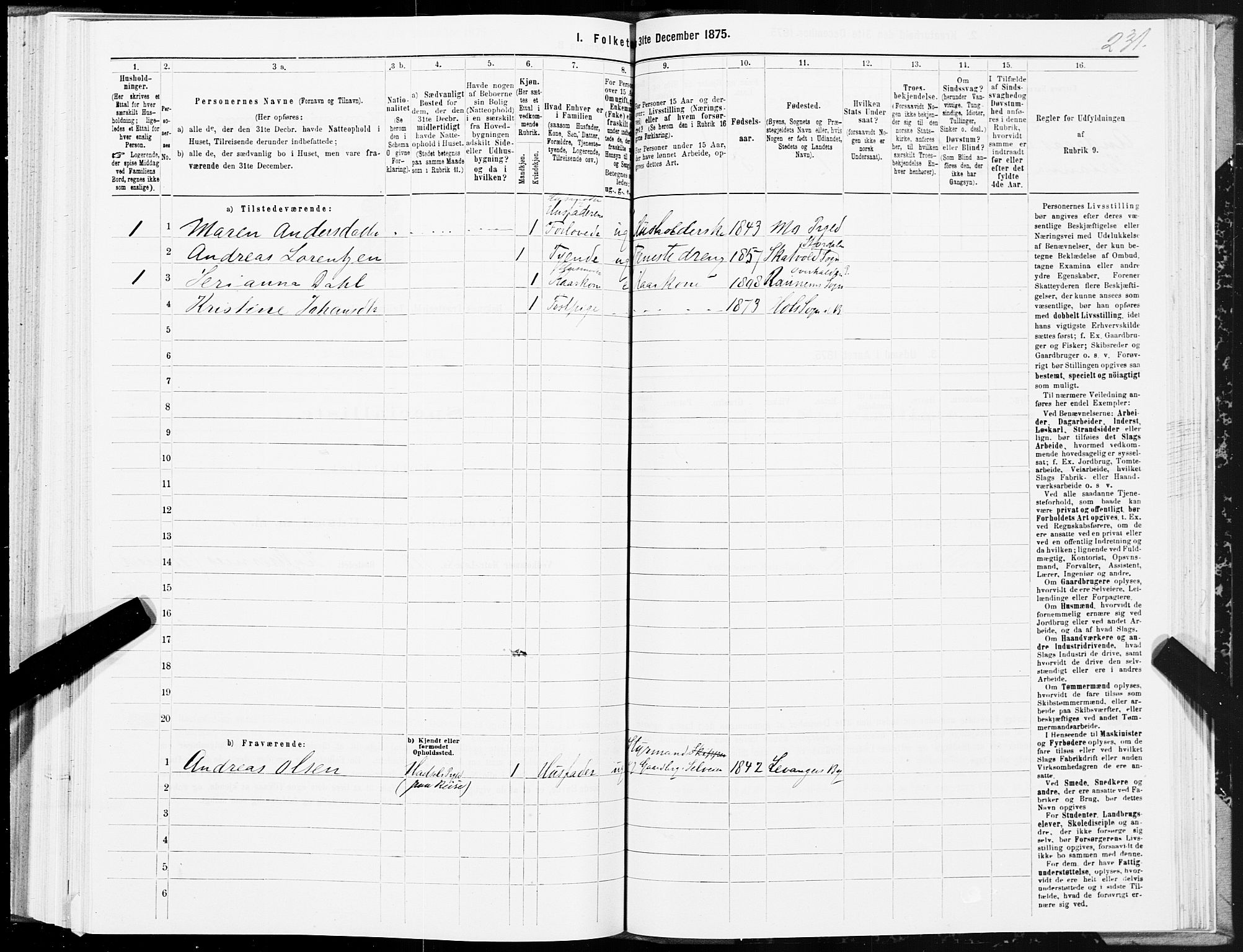 SAT, 1875 census for 1860P Buksnes, 1875, p. 3231