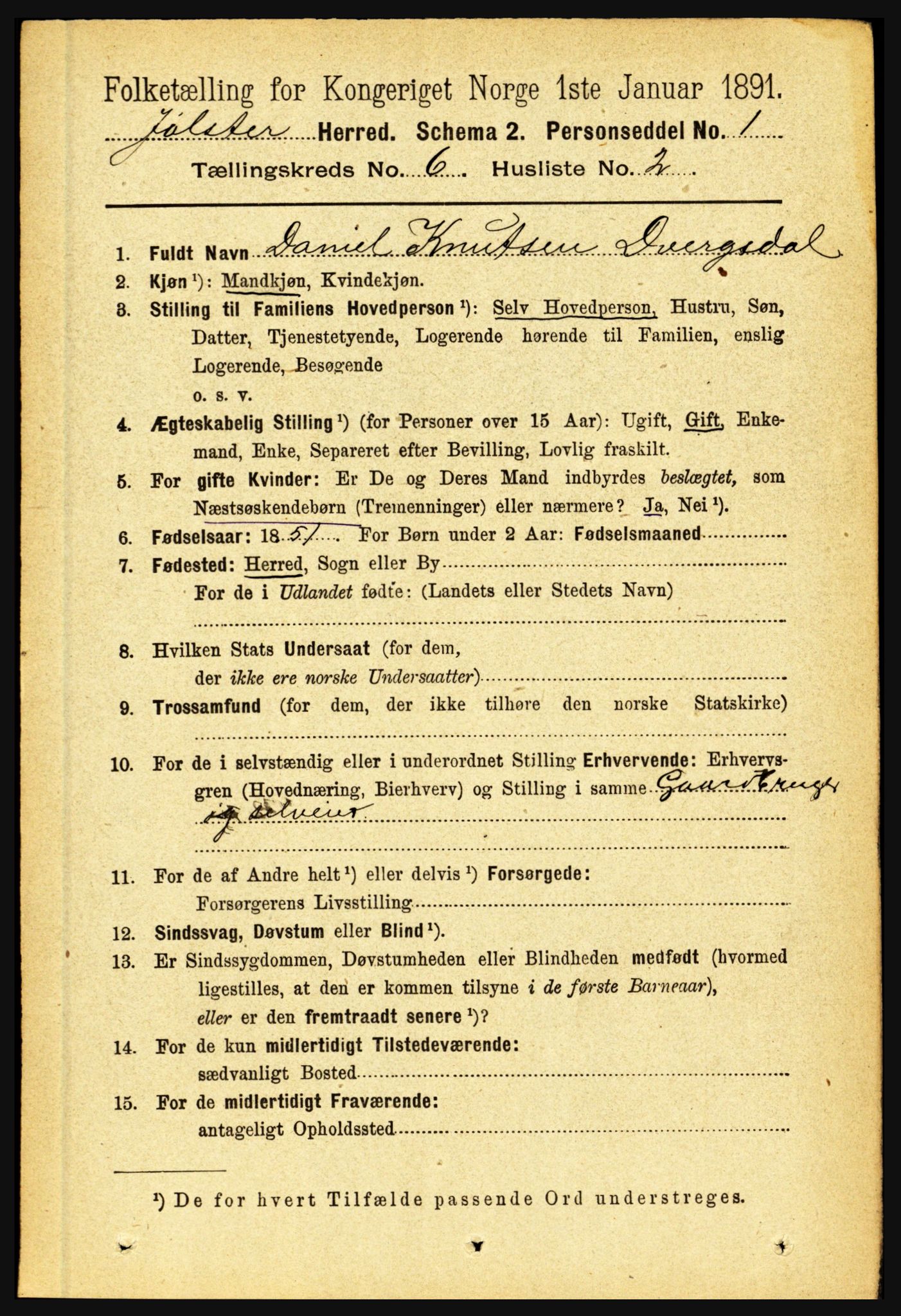 RA, 1891 census for 1431 Jølster, 1891, p. 2179