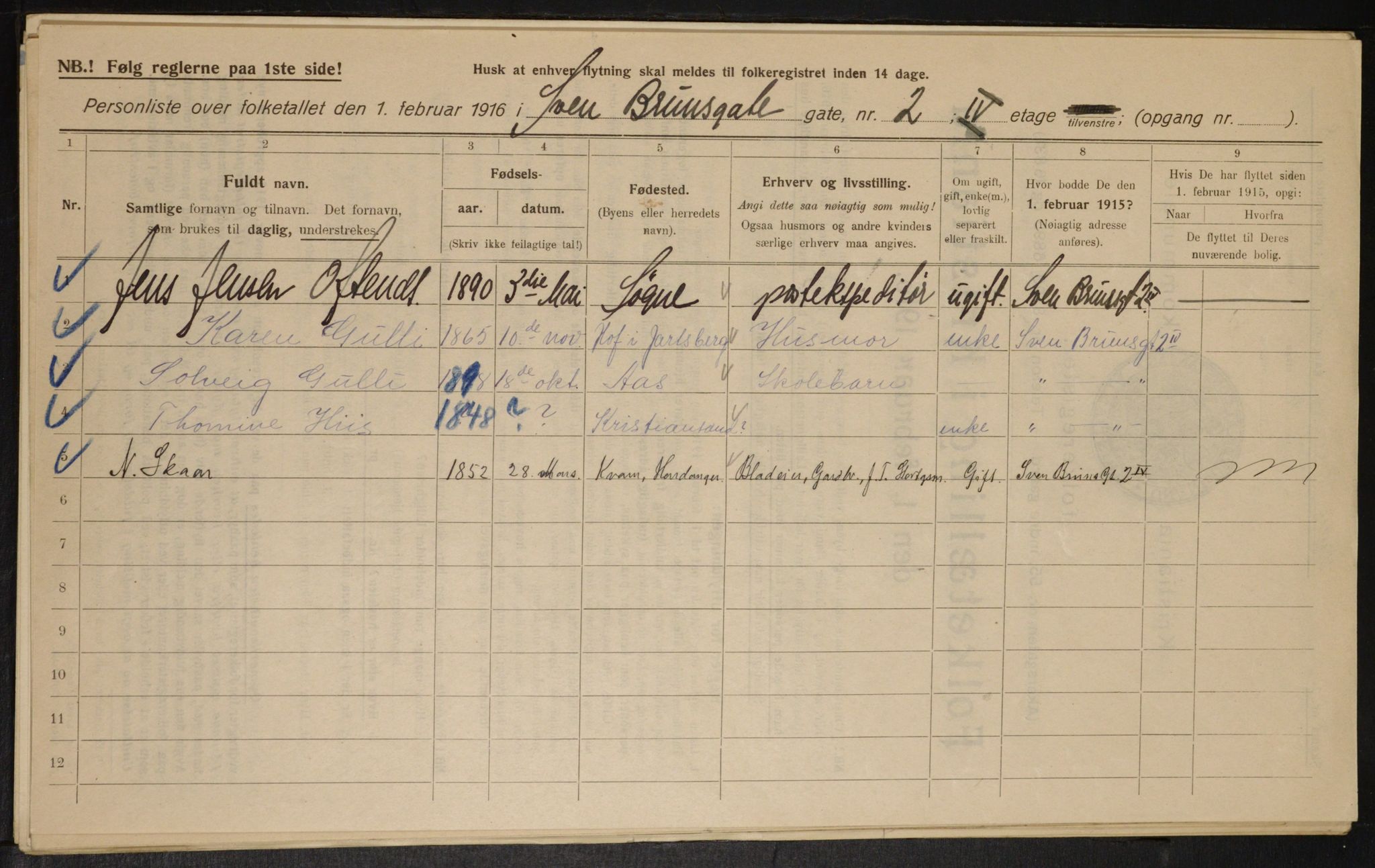 OBA, Municipal Census 1916 for Kristiania, 1916, p. 107715