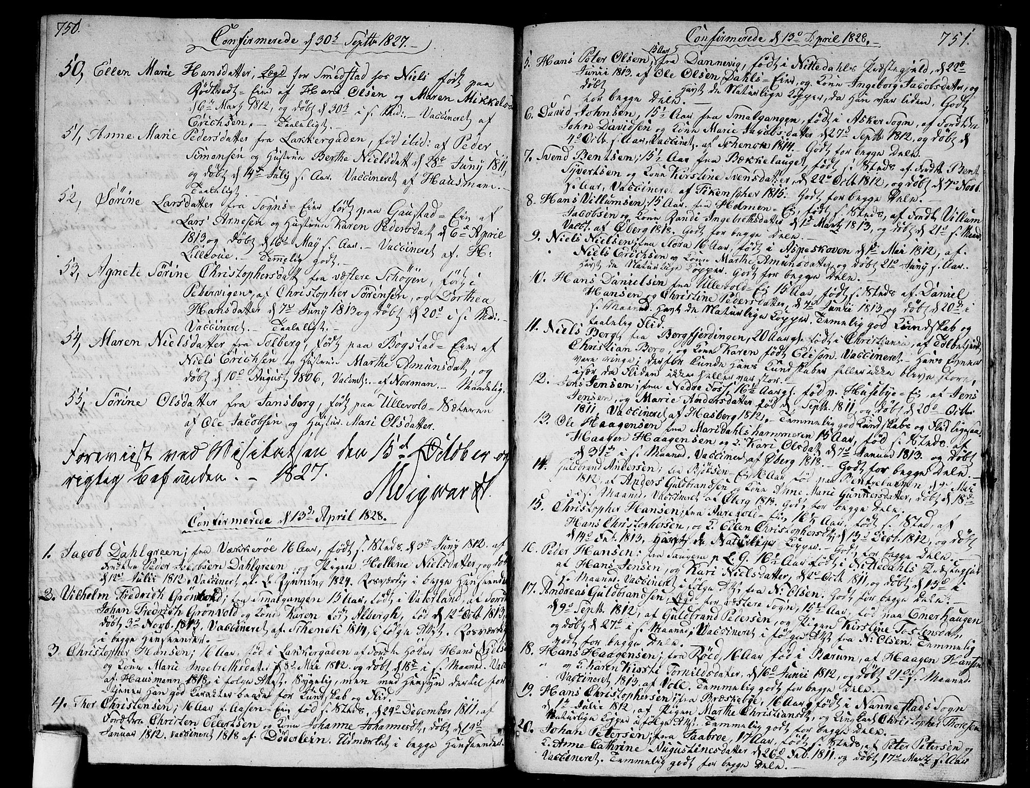 Aker prestekontor kirkebøker, SAO/A-10861/G/L0004: Parish register (copy) no. 4, 1819-1829, p. 750-751