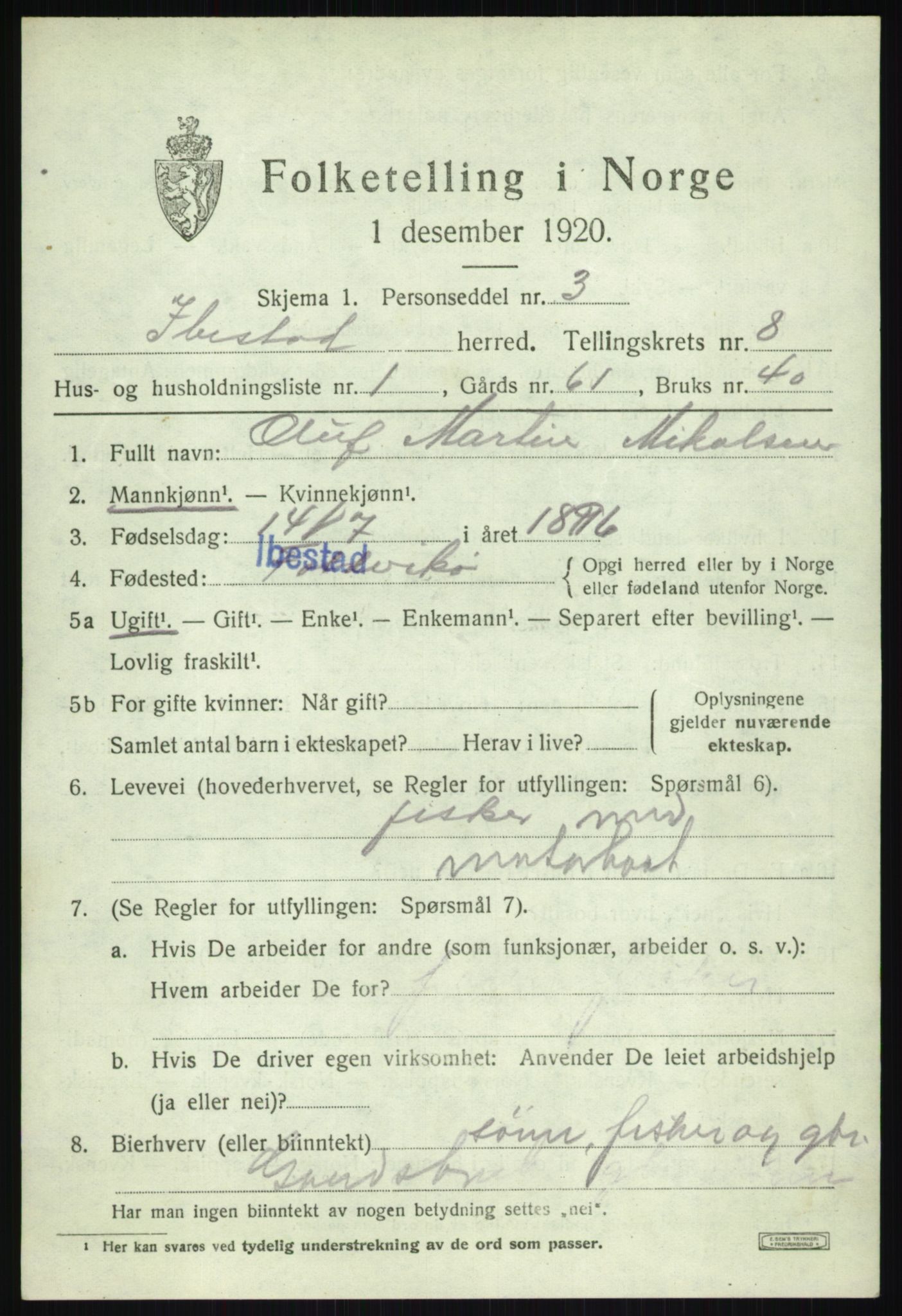 SATØ, 1920 census for Ibestad, 1920, p. 4967