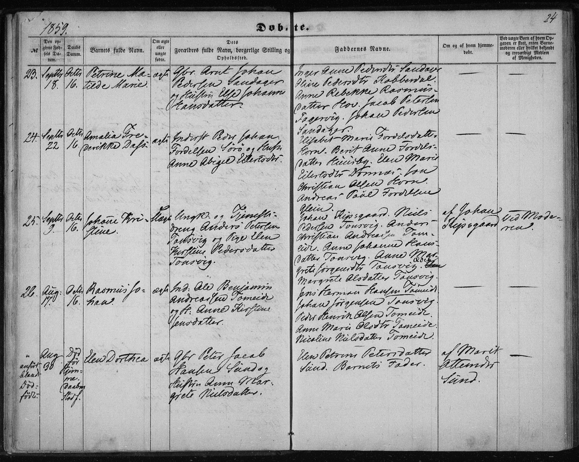 Ministerialprotokoller, klokkerbøker og fødselsregistre - Nordland, SAT/A-1459/835/L0523: Parish register (official) no. 835A01, 1855-1865, p. 24