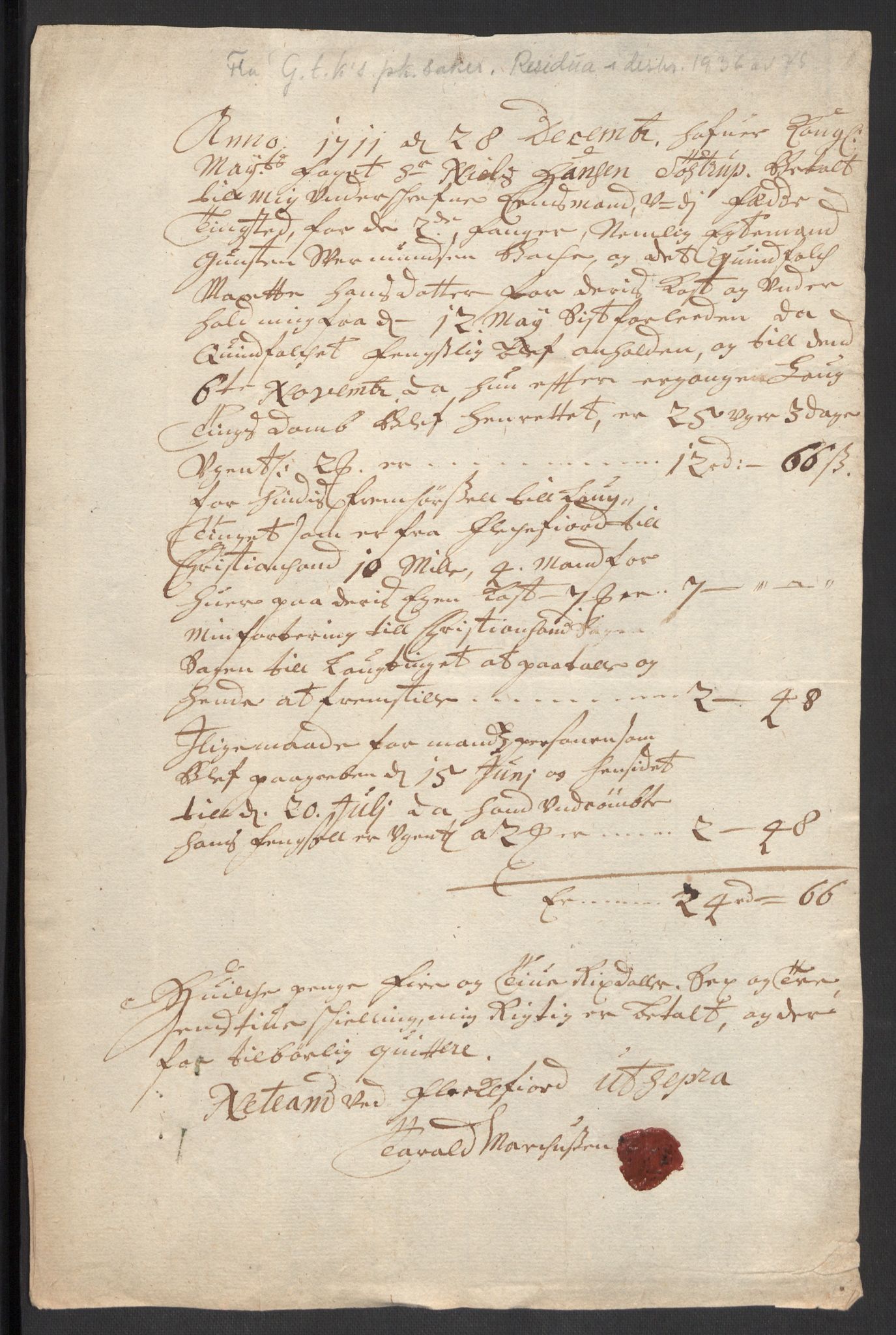 Rentekammeret inntil 1814, Reviderte regnskaper, Fogderegnskap, RA/EA-4092/R43/L2554: Fogderegnskap Lista og Mandal, 1711, p. 245