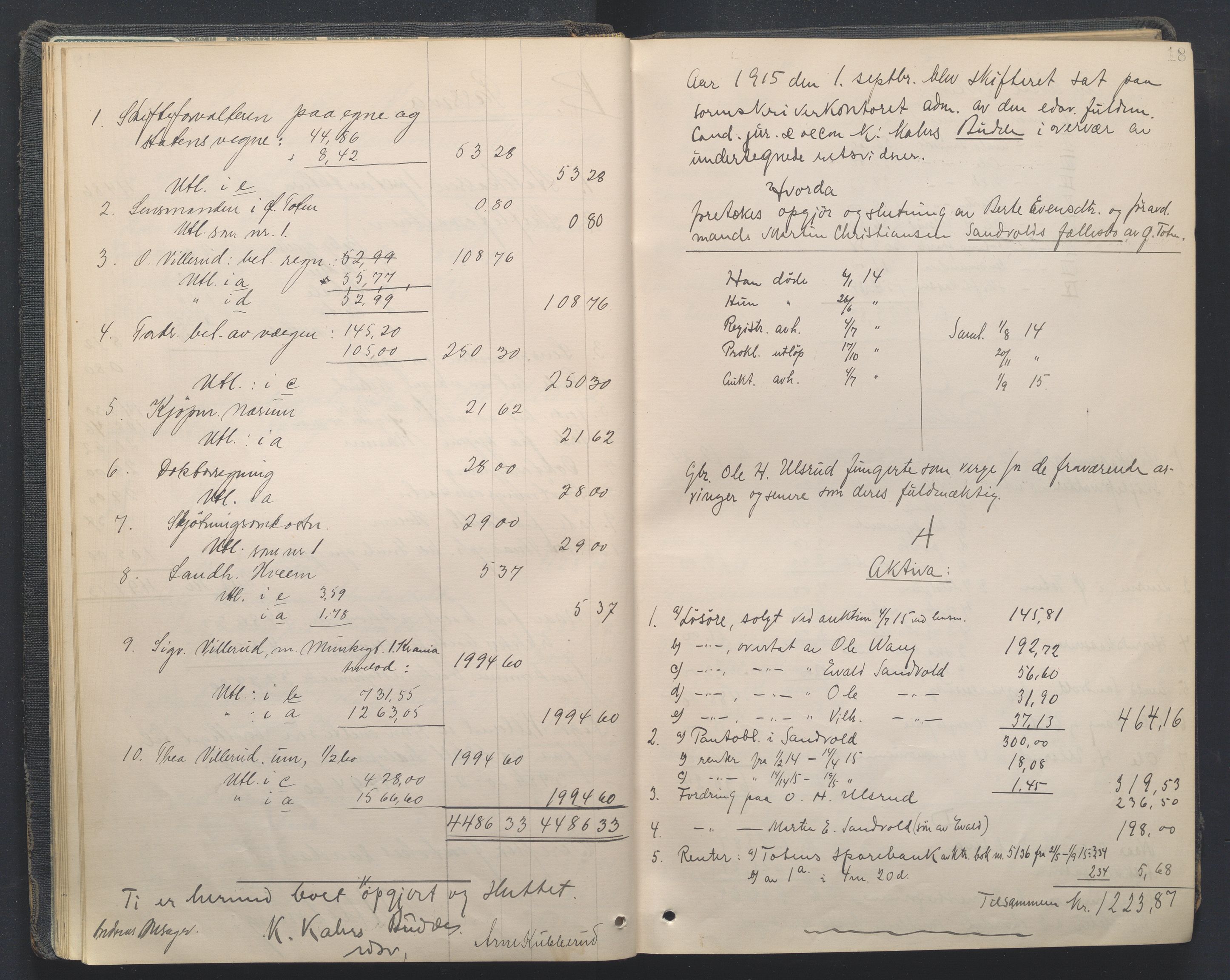 Toten tingrett, SAH/TING-006/J/Je/L0012: Skifteutlodningsprotokoll - Østre Toten, 1914-1935, p. 18