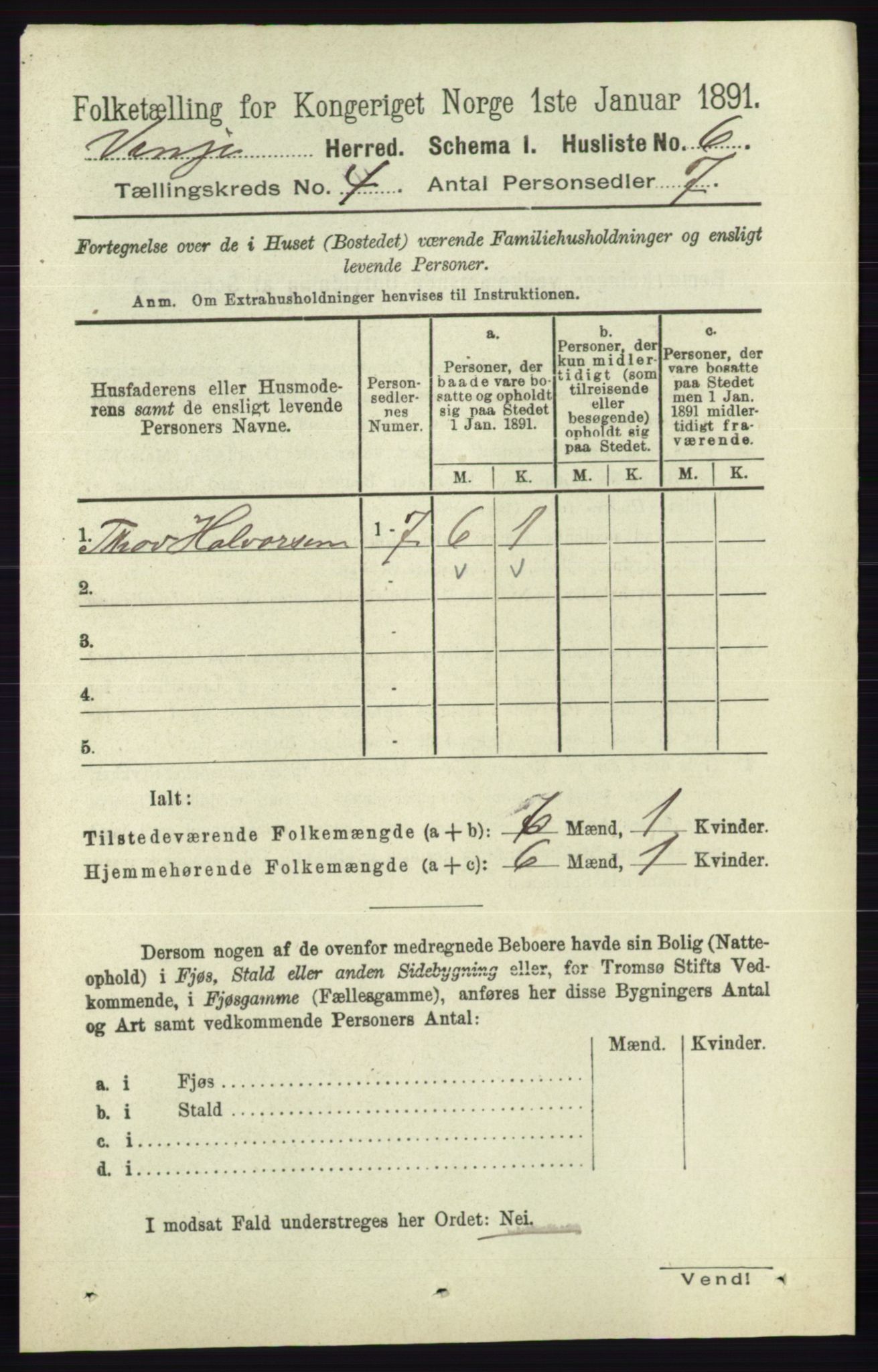 RA, 1891 census for 0834 Vinje, 1891, p. 911