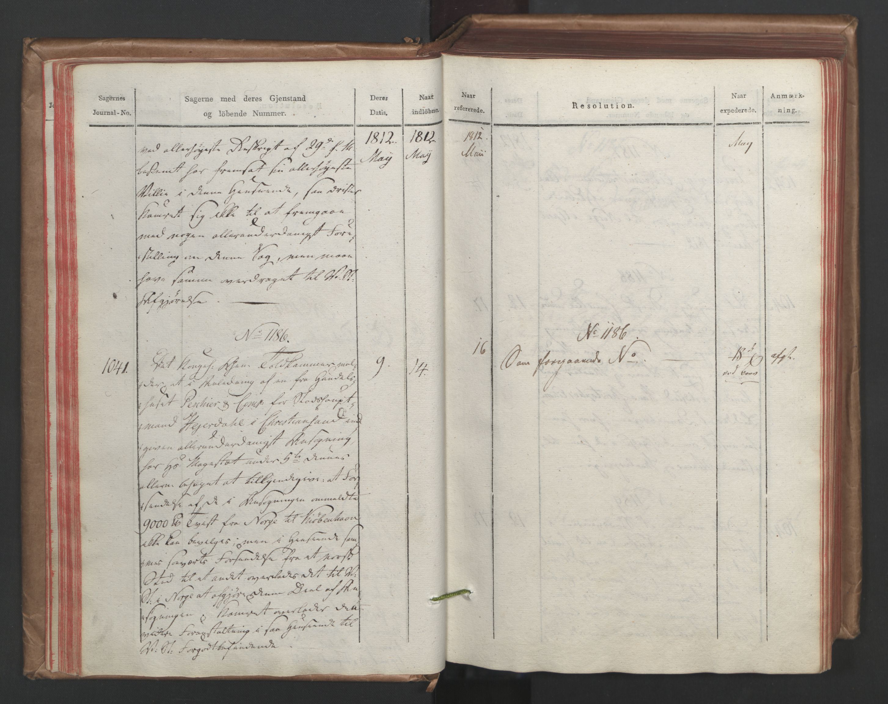 Stattholderembetet 1810-1814, 1. kontor (Kontor A), AV/RA-EA-2872/Aa/L0003: Kollegial referatprotokoll,  j.nr. 995-1430,  l.nr. 1129-1710, 1812, p. 33