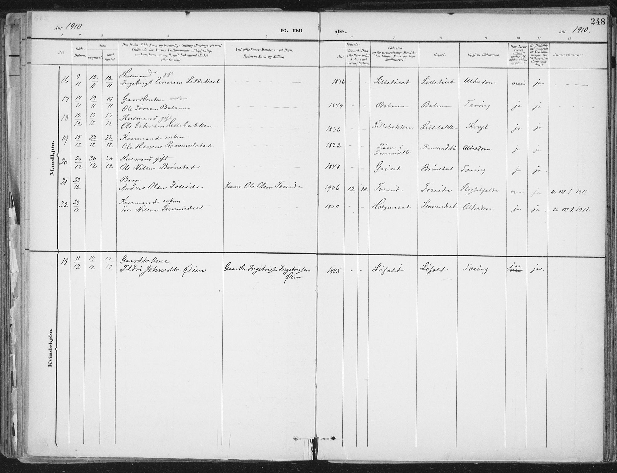 Ministerialprotokoller, klokkerbøker og fødselsregistre - Møre og Romsdal, SAT/A-1454/598/L1072: Parish register (official) no. 598A06, 1896-1910, p. 248