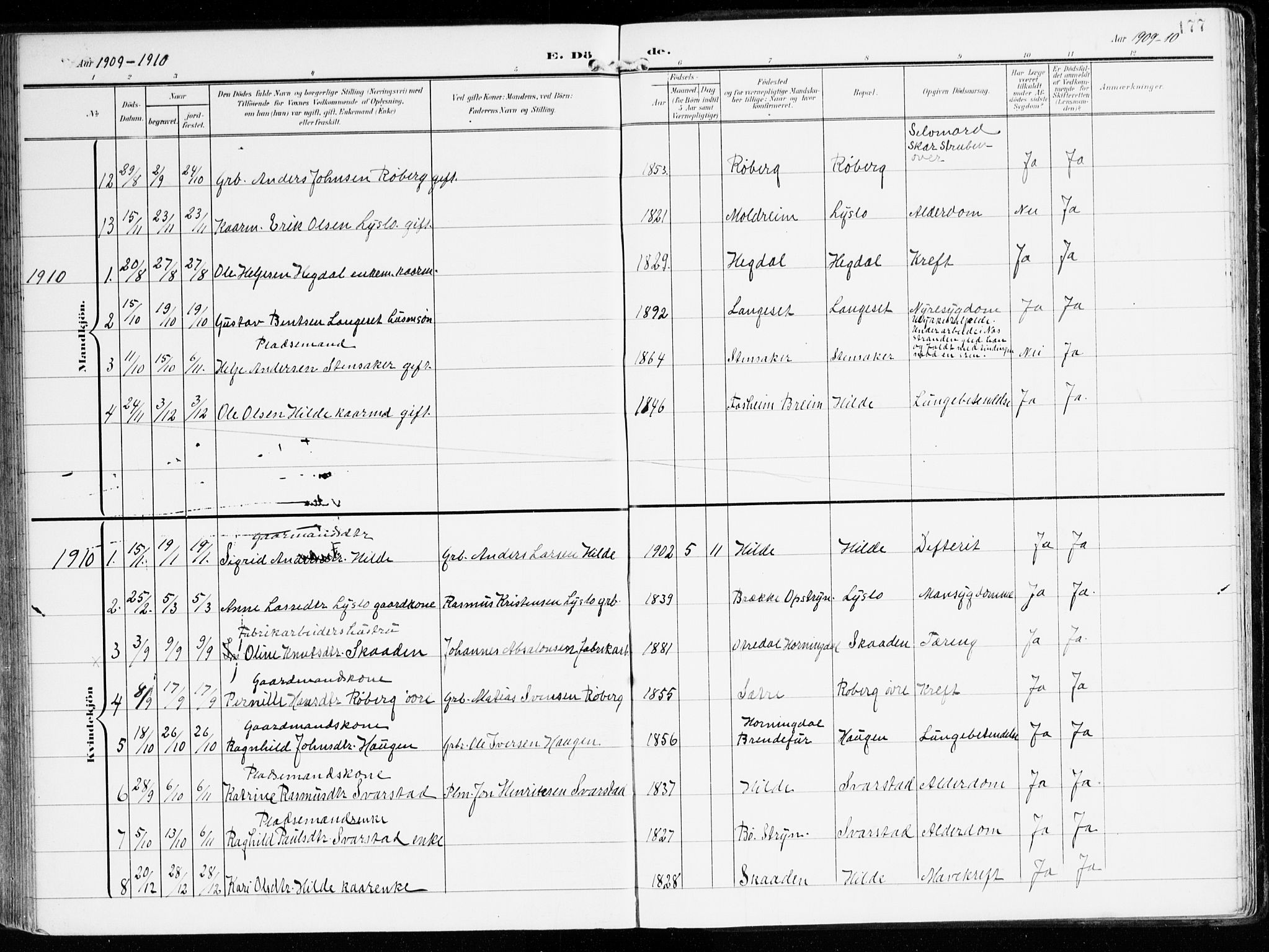 Innvik sokneprestembete, AV/SAB-A-80501: Parish register (official) no. B 2, 1903-1929, p. 177