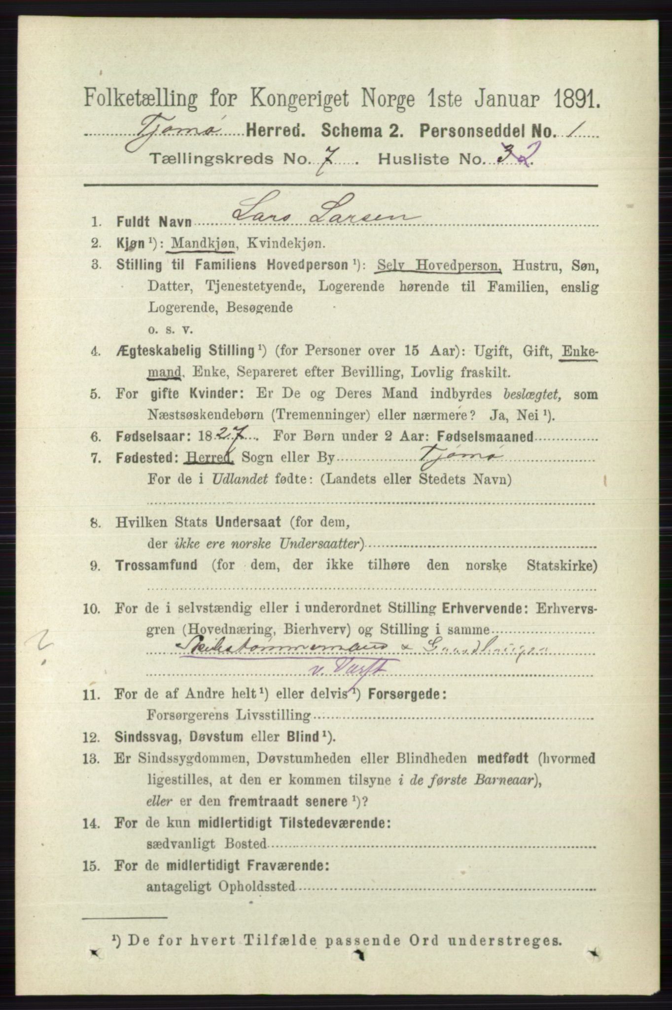 RA, 1891 census for 0723 Tjøme, 1891, p. 2468