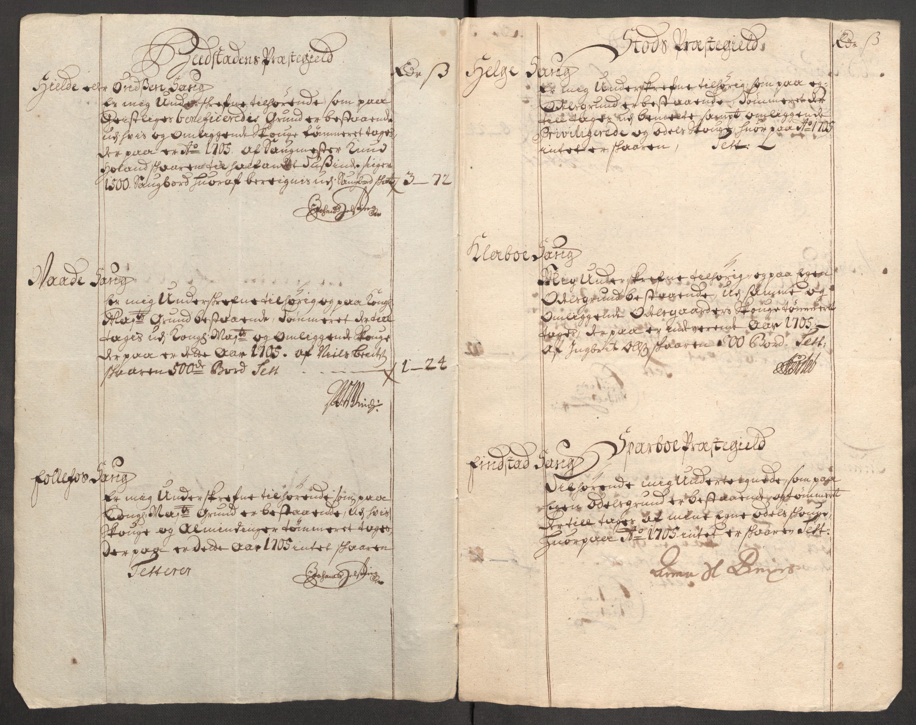 Rentekammeret inntil 1814, Reviderte regnskaper, Fogderegnskap, RA/EA-4092/R63/L4314: Fogderegnskap Inderøy, 1705, p. 125