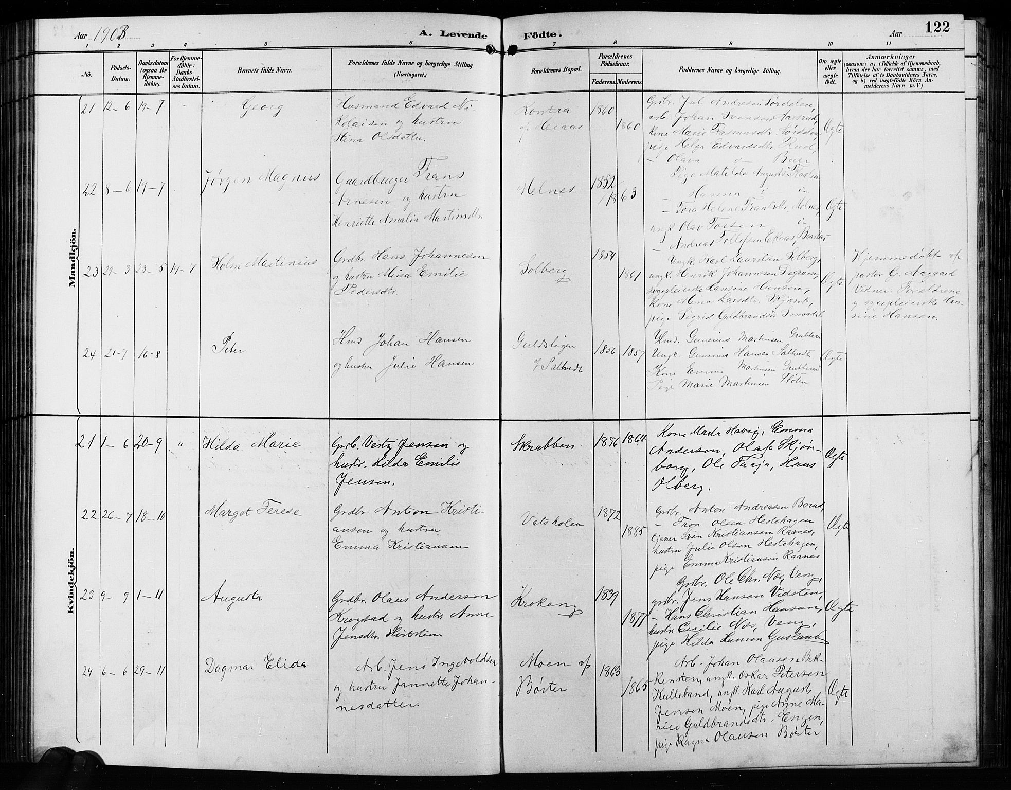 Enebakk prestekontor Kirkebøker, AV/SAO-A-10171c/G/Ga/L0006: Parish register (copy) no. I 6, 1889-1911, p. 122