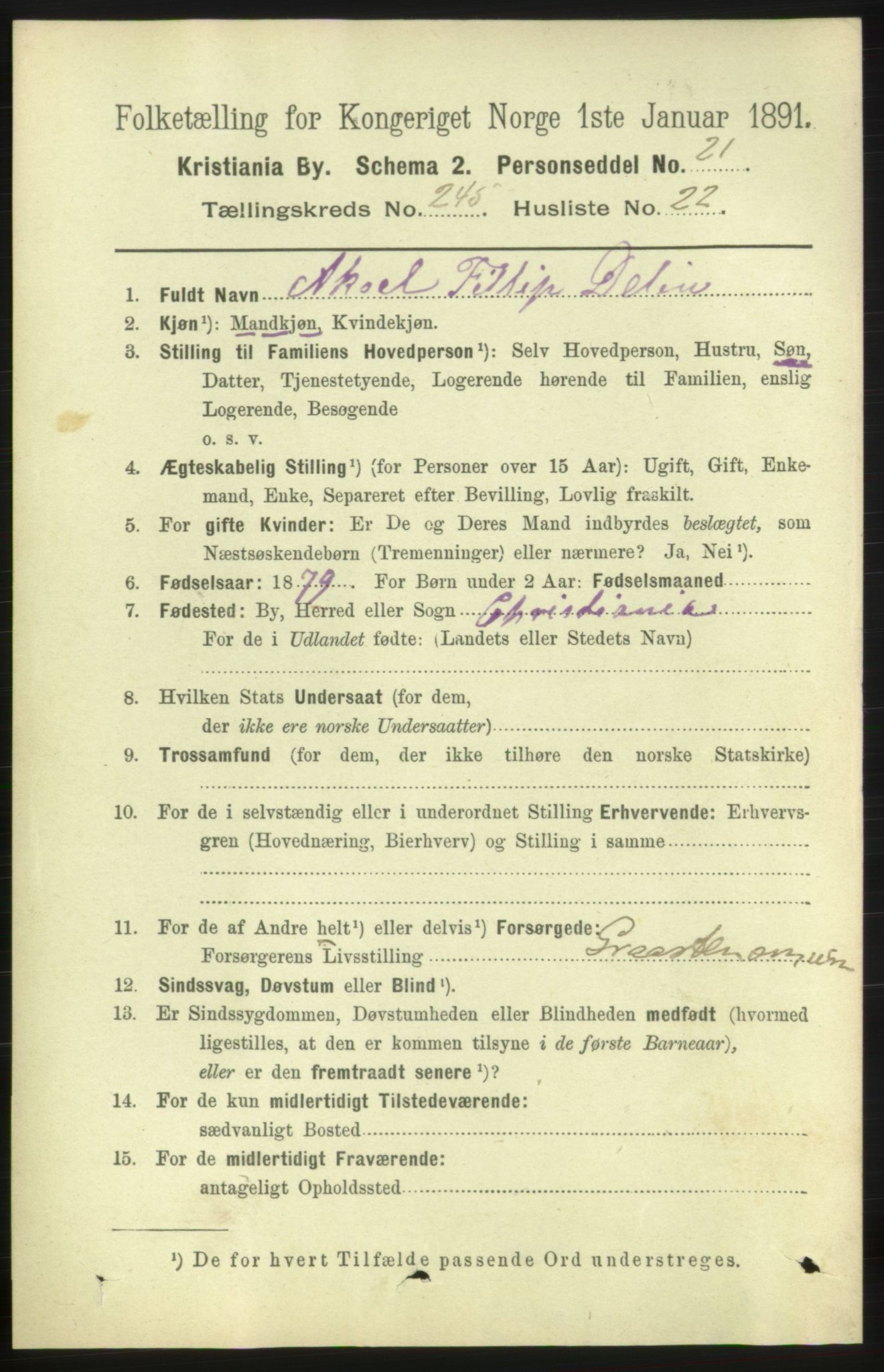 RA, 1891 census for 0301 Kristiania, 1891, p. 149935