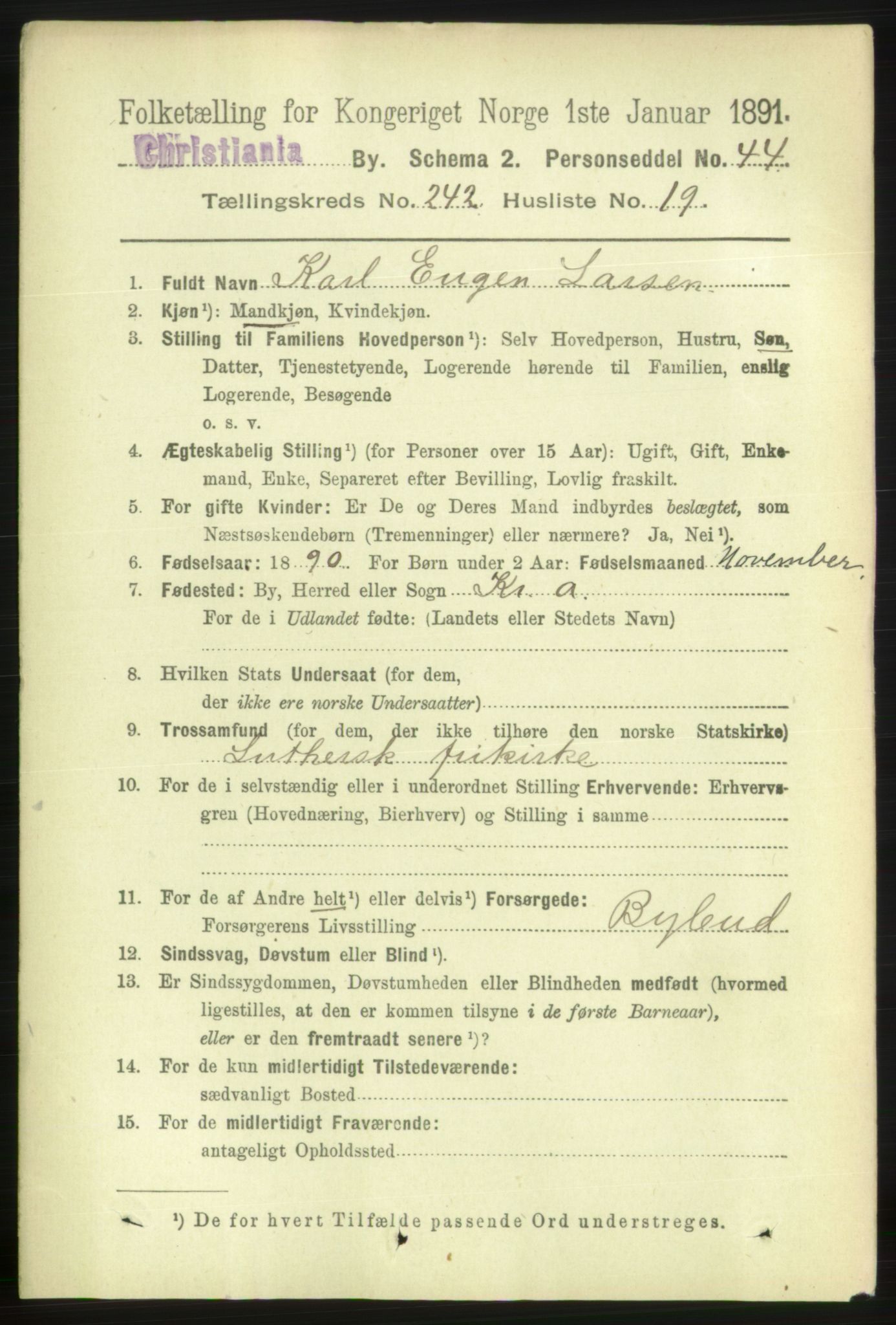 RA, 1891 census for 0301 Kristiania, 1891, p. 147429