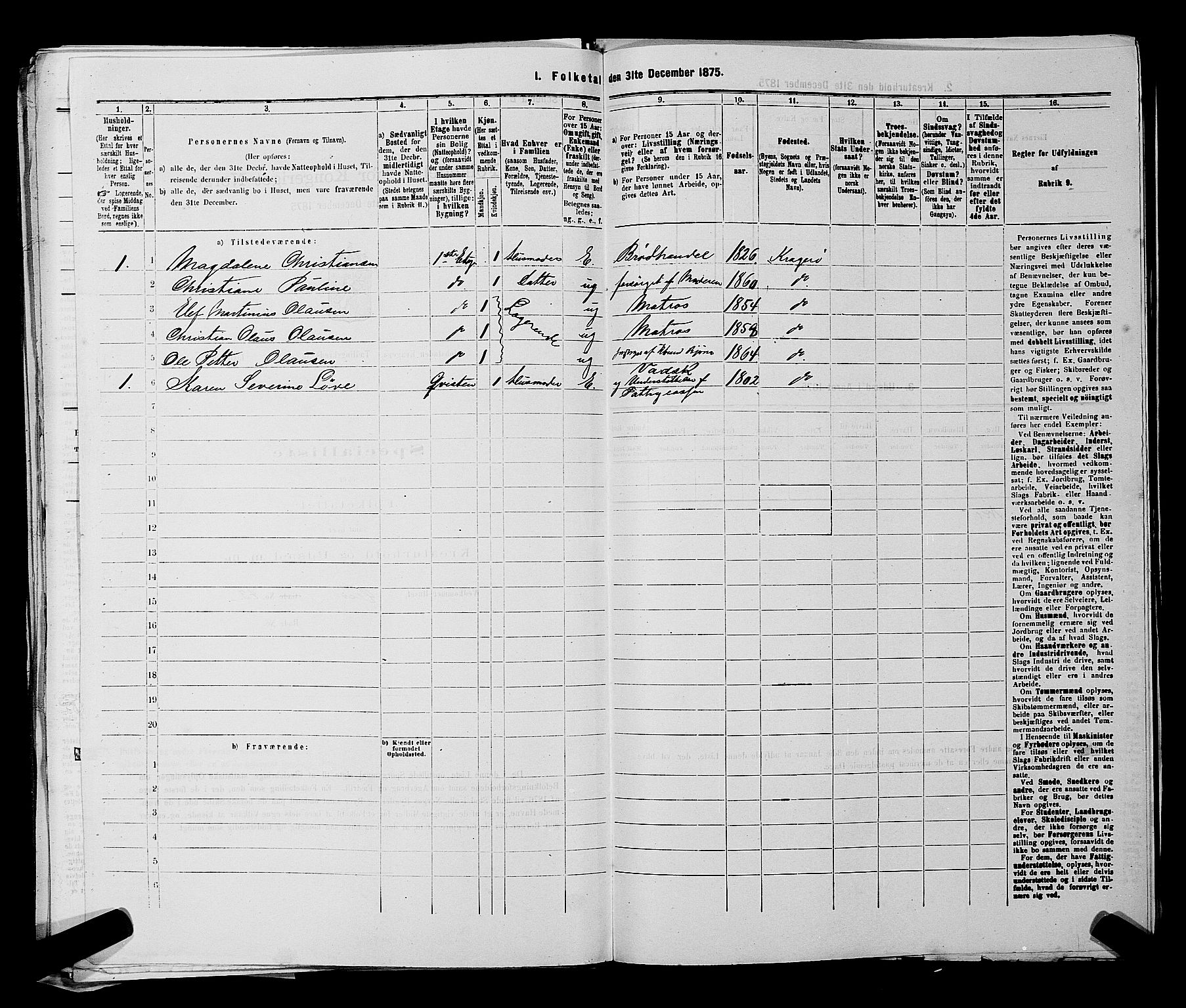 SAKO, 1875 census for 0801P Kragerø, 1875, p. 614