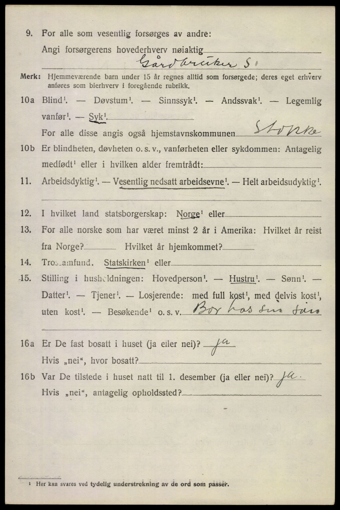 SAKO, 1920 census for Stokke, 1920, p. 11187