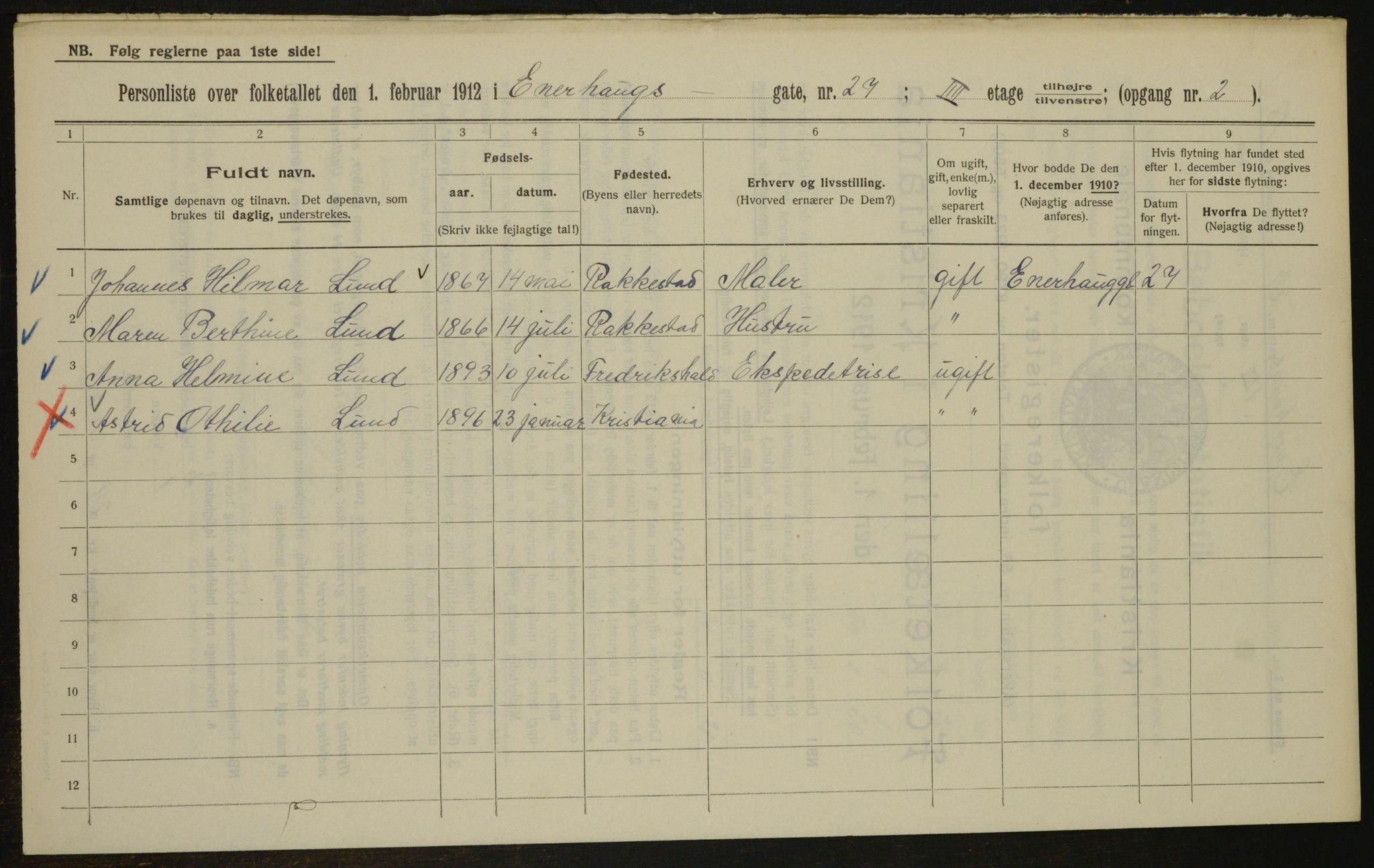 OBA, Municipal Census 1912 for Kristiania, 1912, p. 21644