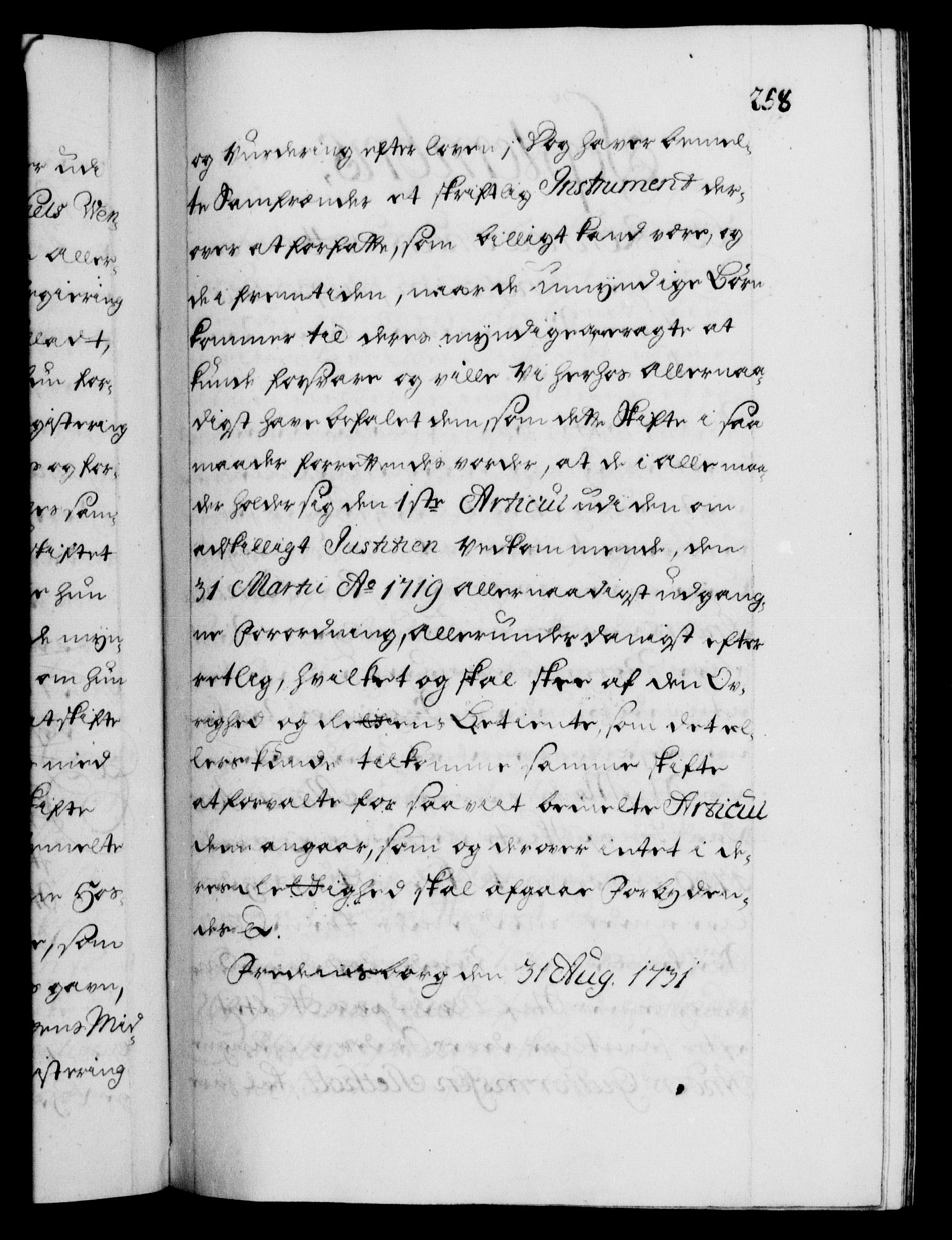 Danske Kanselli 1572-1799, AV/RA-EA-3023/F/Fc/Fca/Fcaa/L0027: Norske registre, 1730-1732, p. 258a