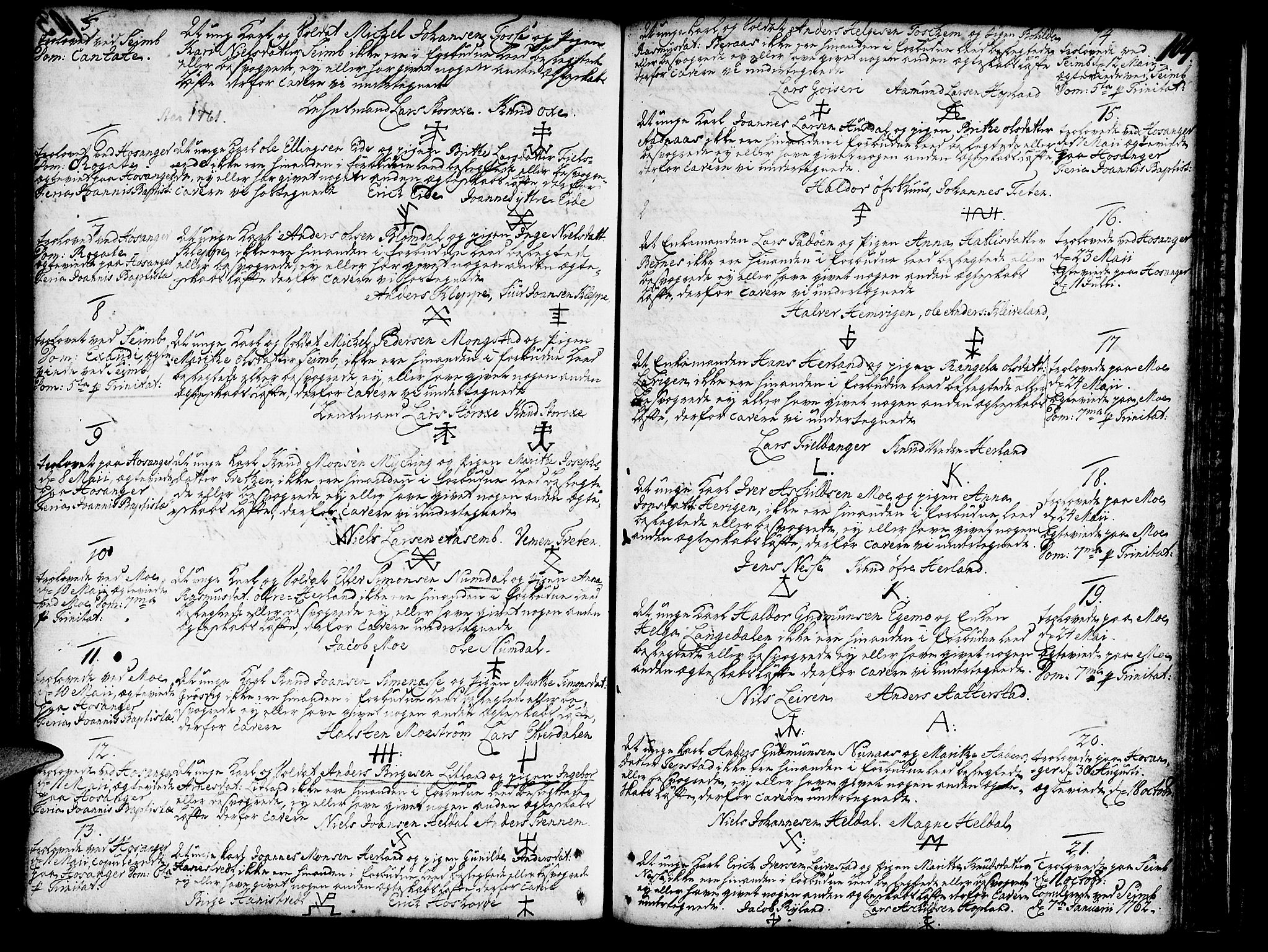 Hosanger sokneprestembete, AV/SAB-A-75801/H/Haa: Parish register (official) no. A 1 /1, 1750-1766, p. 104