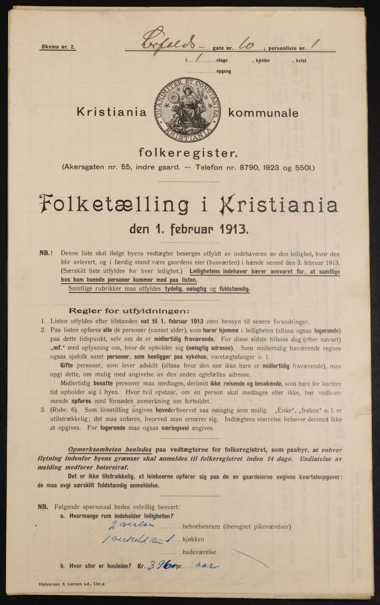 OBA, Municipal Census 1913 for Kristiania, 1913, p. 57019