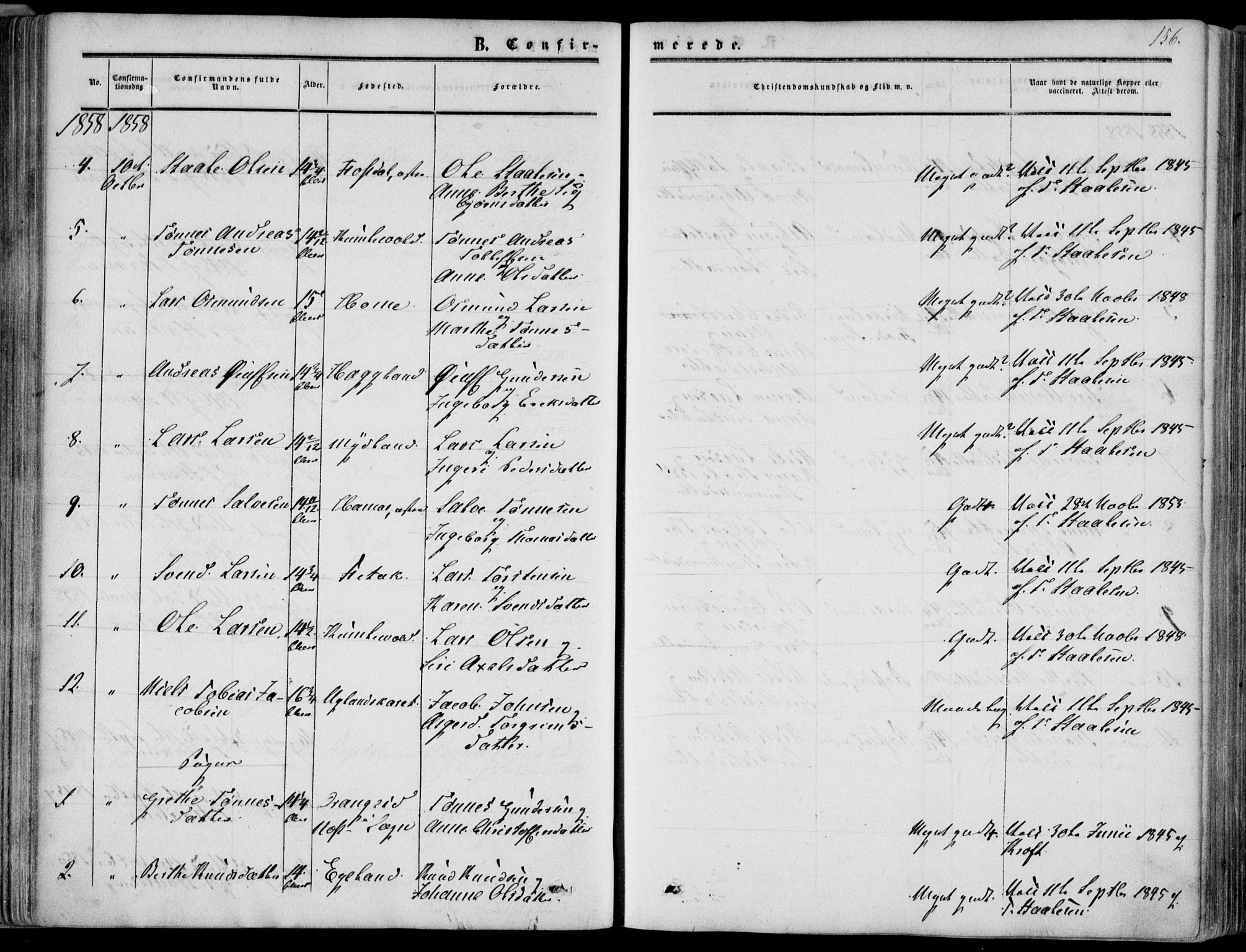 Bakke sokneprestkontor, AV/SAK-1111-0002/F/Fa/Fab/L0002: Parish register (official) no. A 2, 1855-1884, p. 156