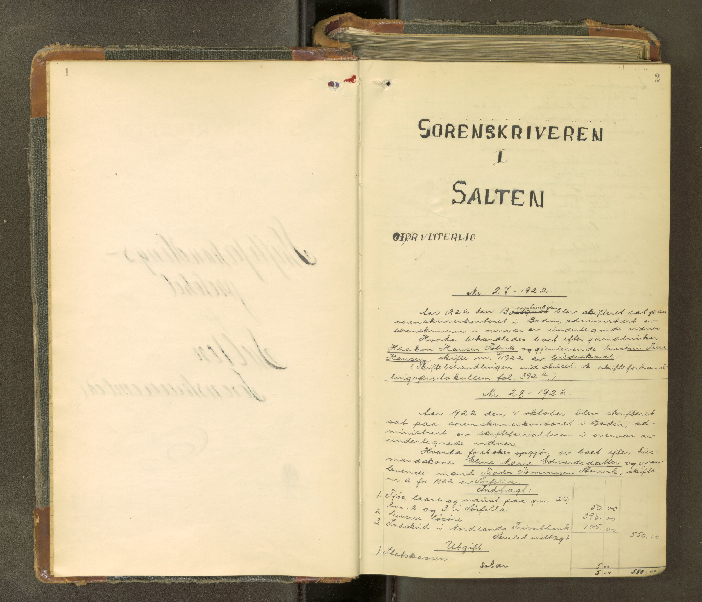 Salten sorenskriveri, AV/SAT-A-4578/1/3/3A/L0066: Skifteslutningsprotokoll, 1922-1931, p. 2