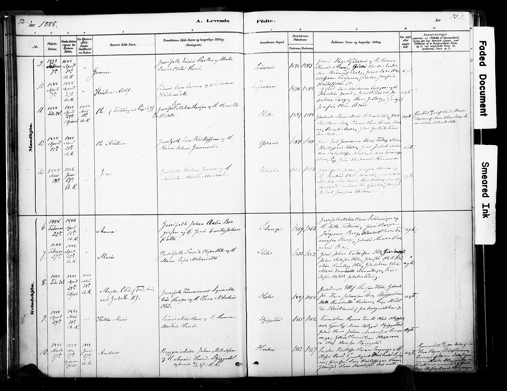 Ramnes kirkebøker, AV/SAKO-A-314/F/Fa/L0007: Parish register (official) no. I 7, 1878-1895, p. 72-73