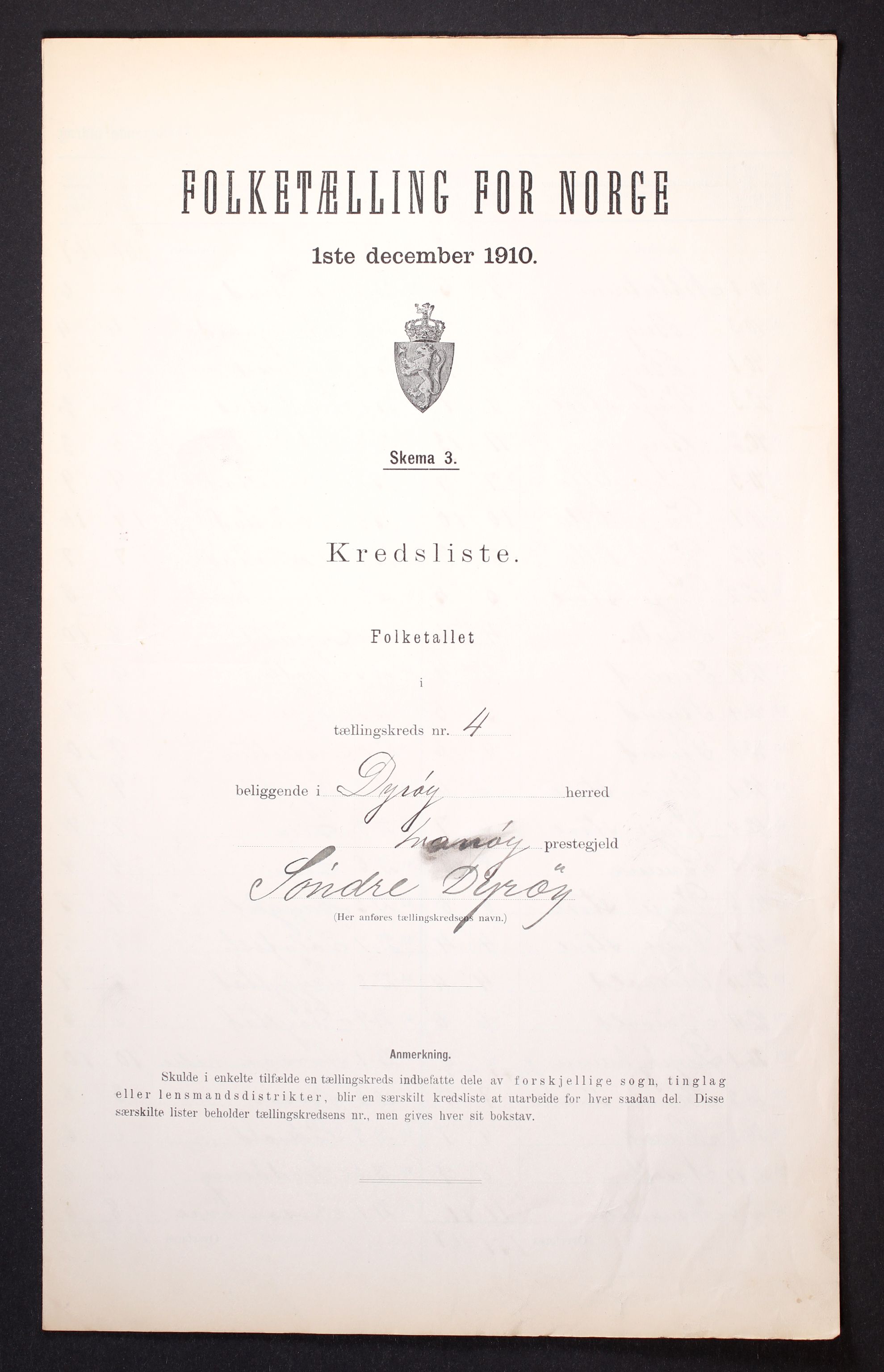 RA, 1910 census for Dyrøy, 1910, p. 13