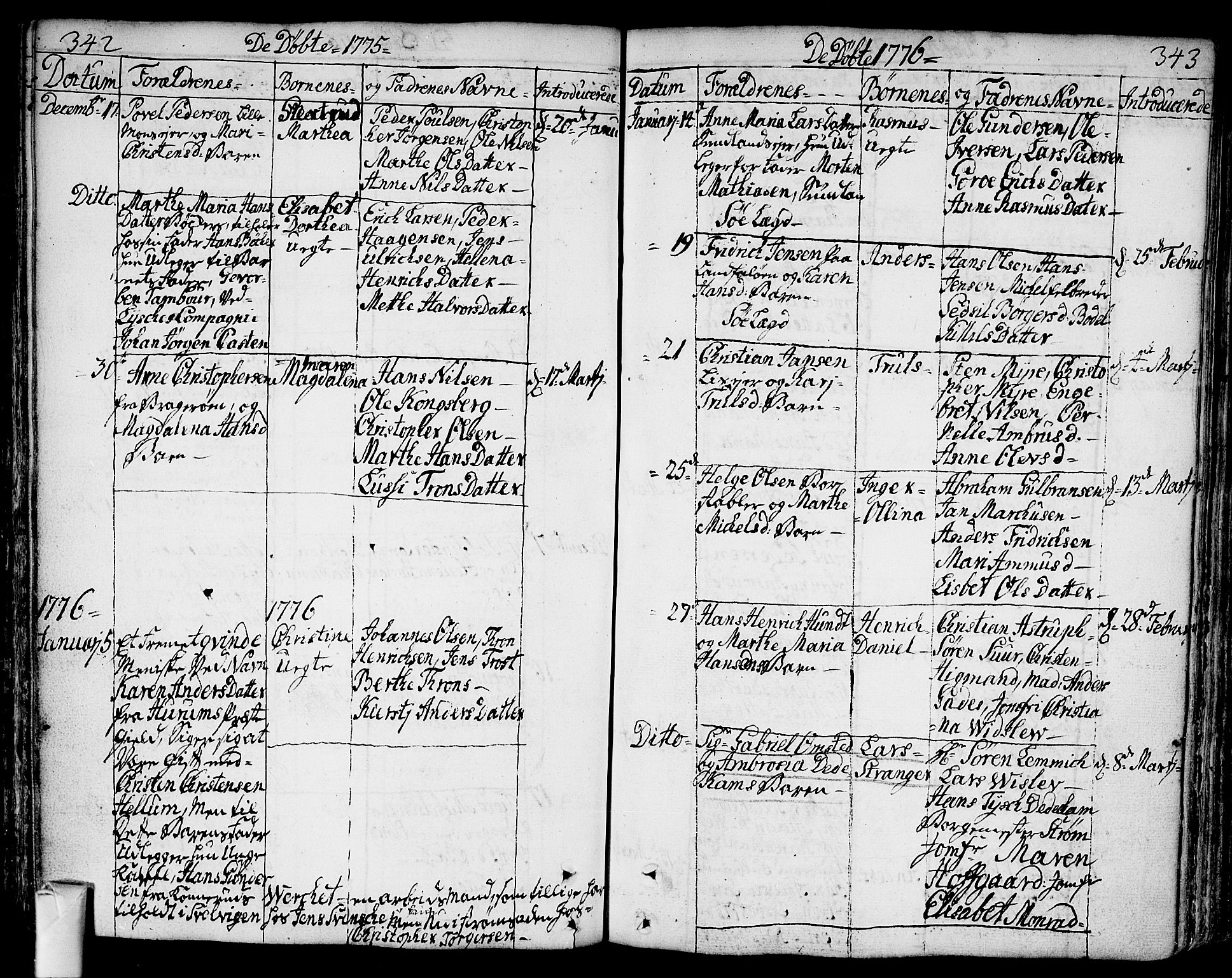 Bragernes kirkebøker, AV/SAKO-A-6/F/Fa/L0005: Parish register (official) no. I 5, 1759-1781, p. 342-343