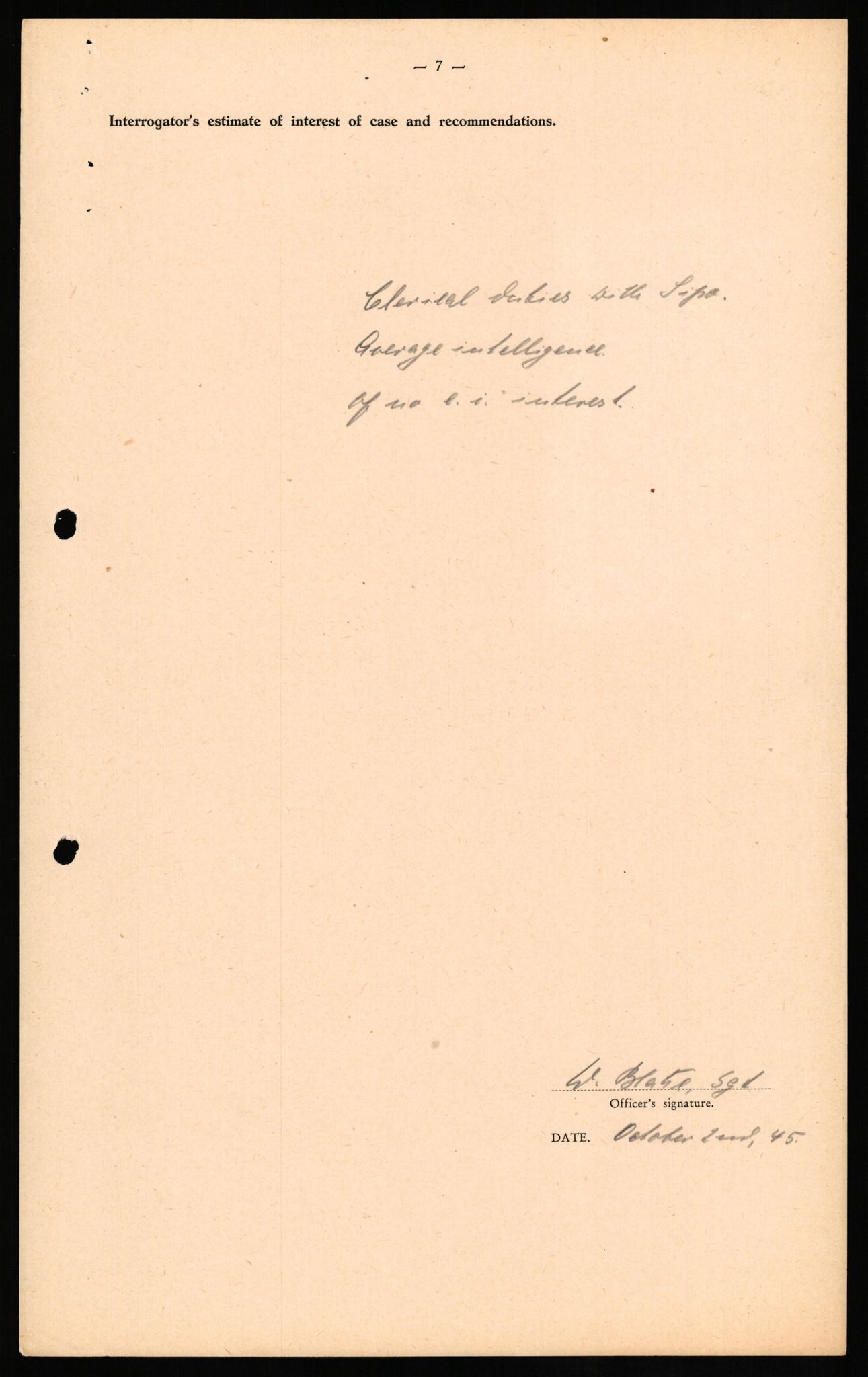 Forsvaret, Forsvarets overkommando II, AV/RA-RAFA-3915/D/Db/L0017: CI Questionaires. Tyske okkupasjonsstyrker i Norge. Tyskere., 1945-1946, p. 36